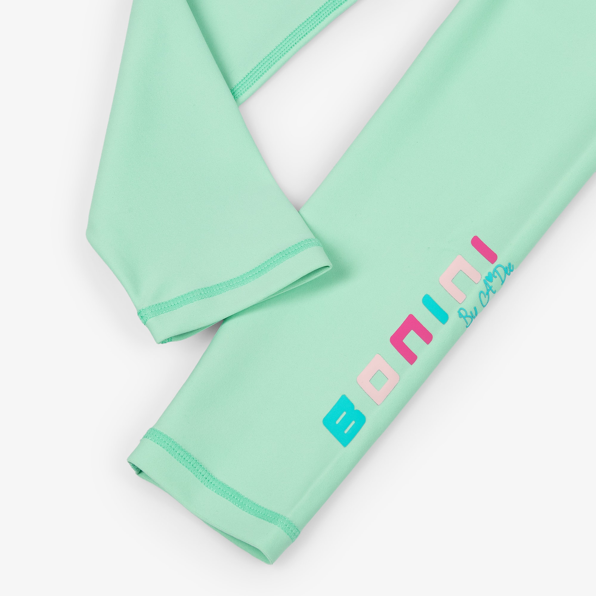 Girls Mint Green Leggings with Branded Waistband - View 4