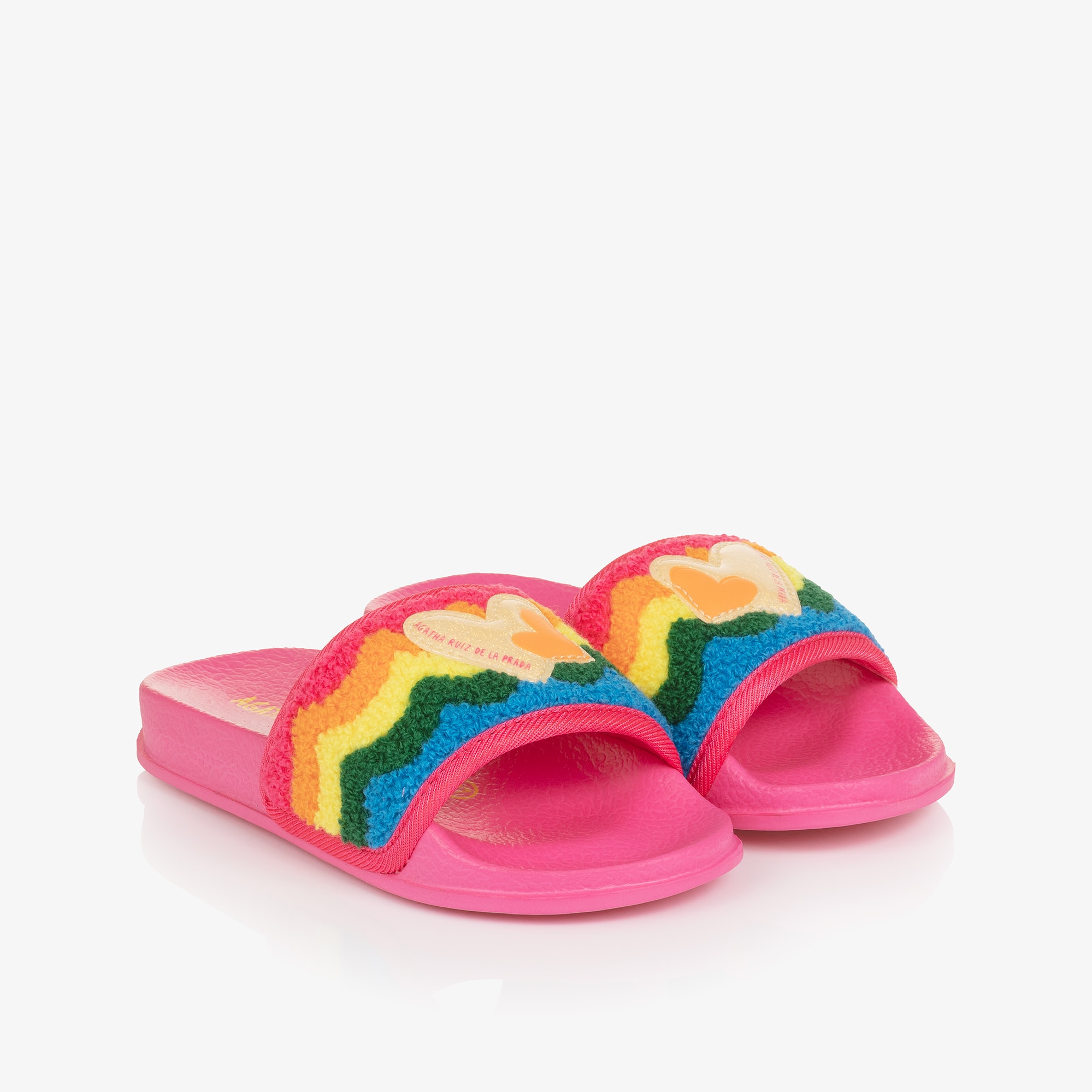 Girls Pink Rainbow & Heart Sliders - View 1