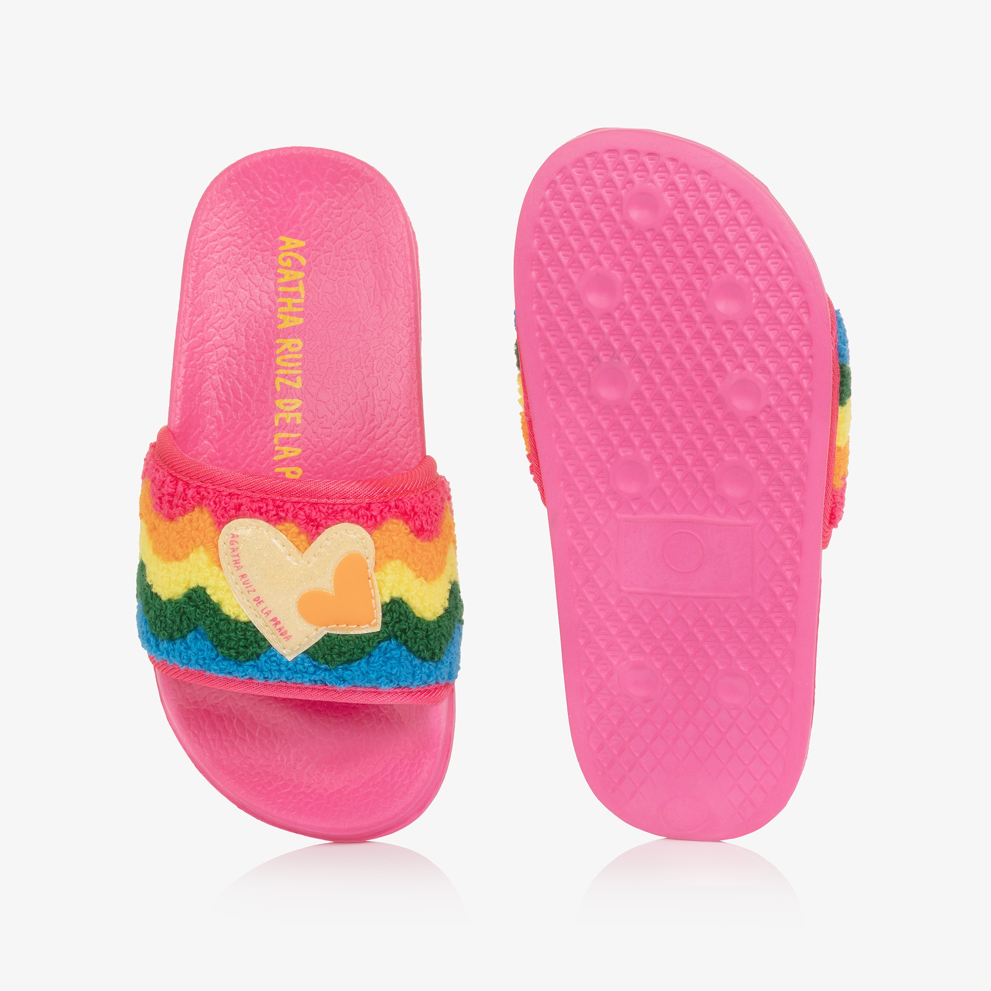 Girls Pink Rainbow & Heart Sliders - View 3