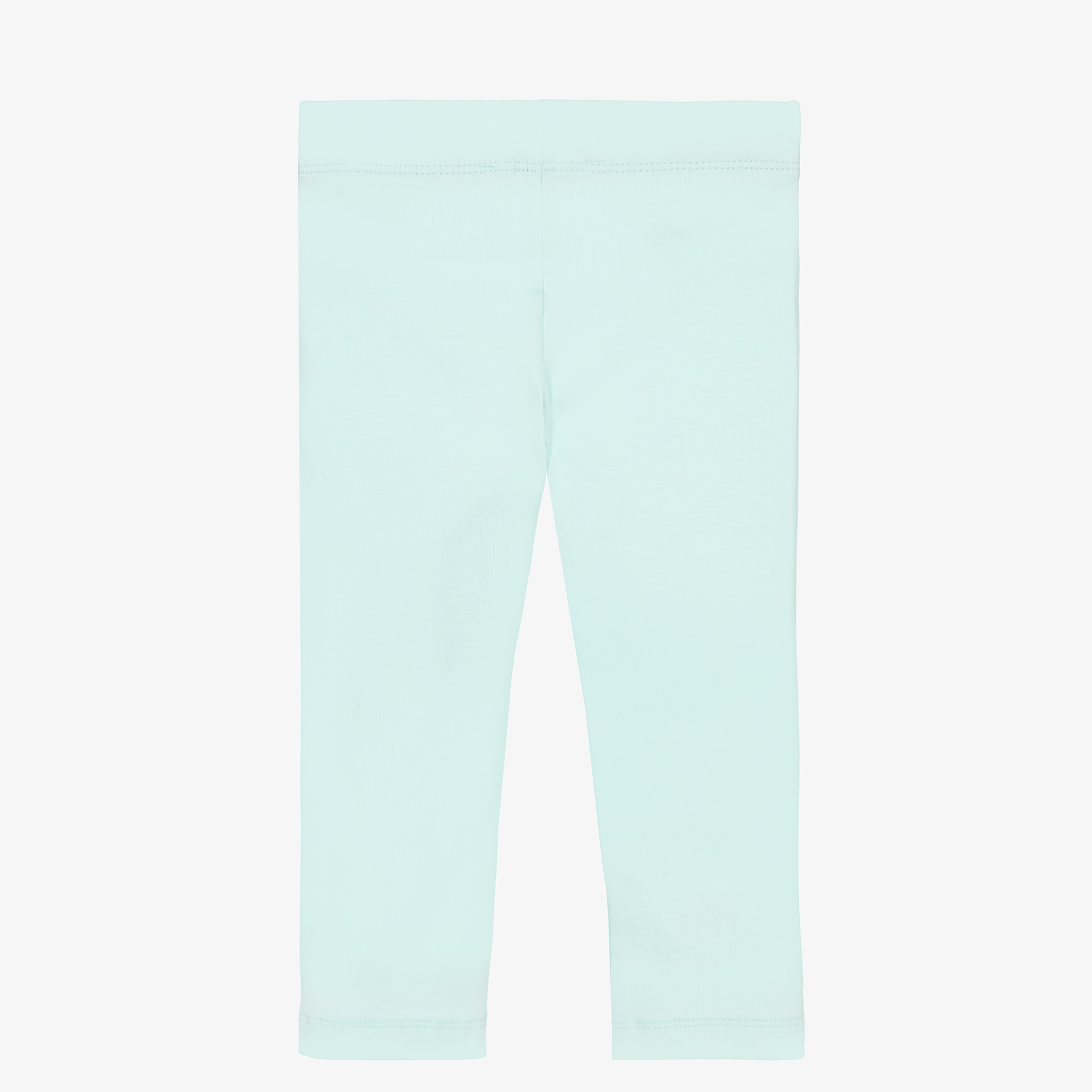 Girls Pale Aqua Blue Cotton Leggings - View 2