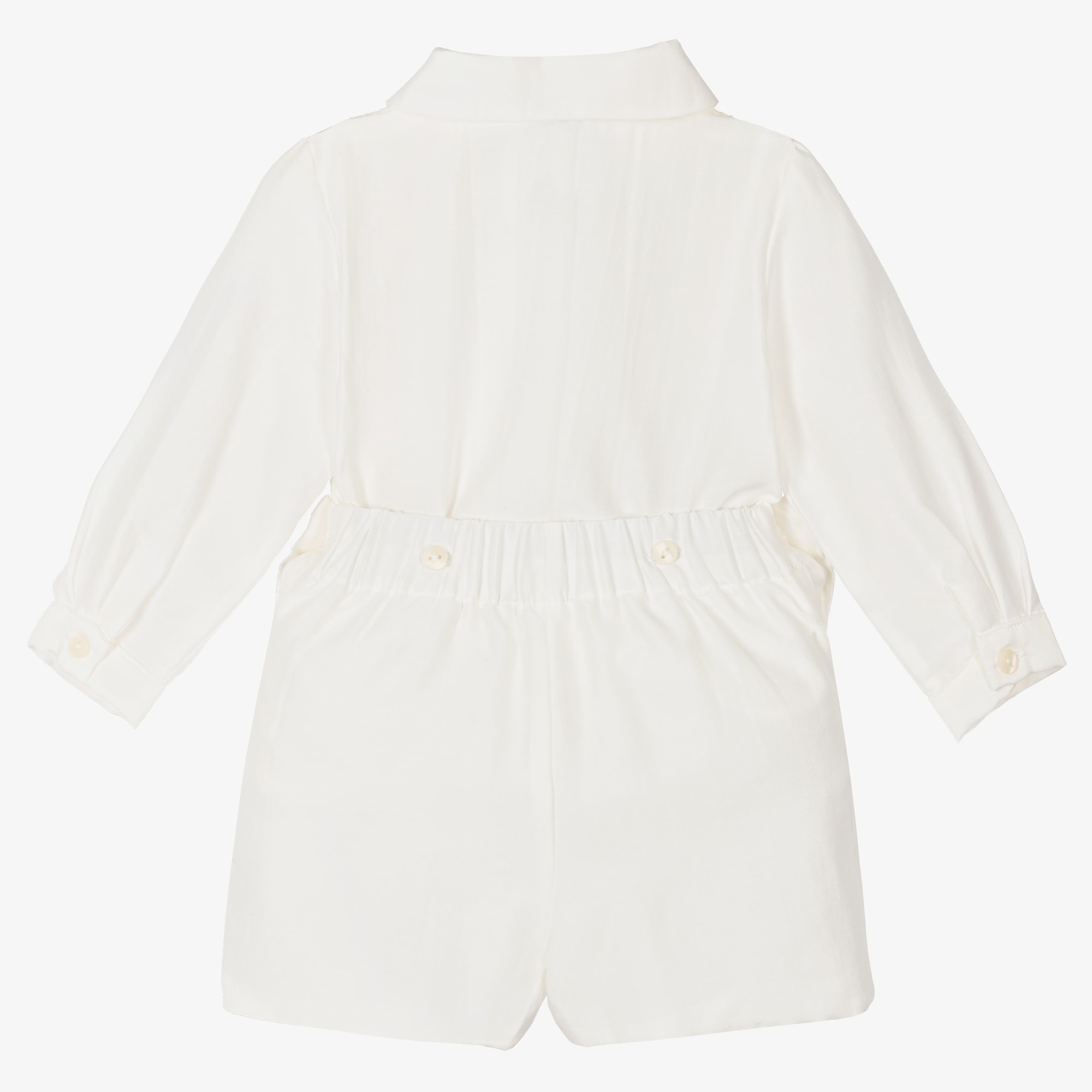 Boys Ivory Cotton & Silk Buster Suit - View 2