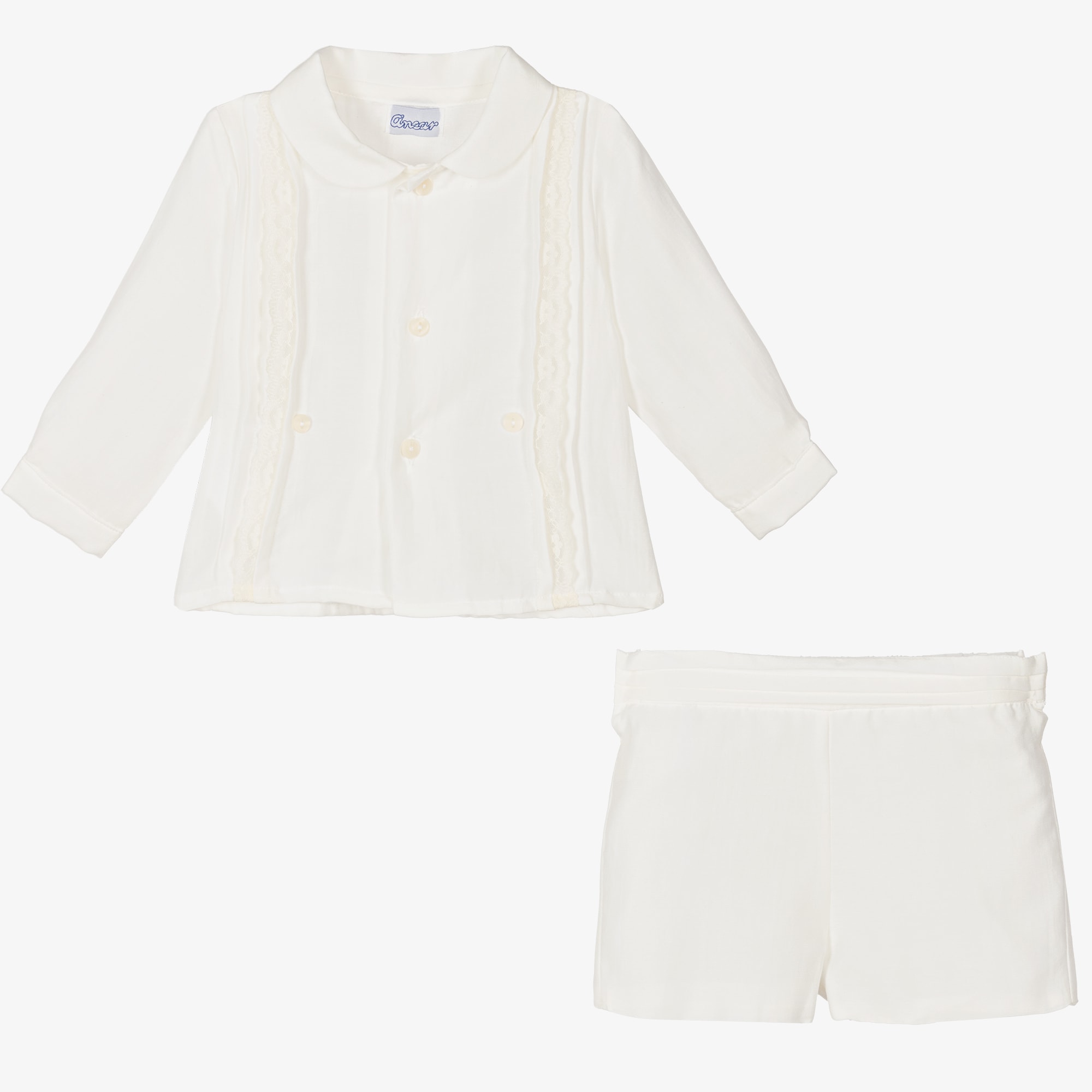 Boys Ivory Cotton & Silk Buster Suit - View 3