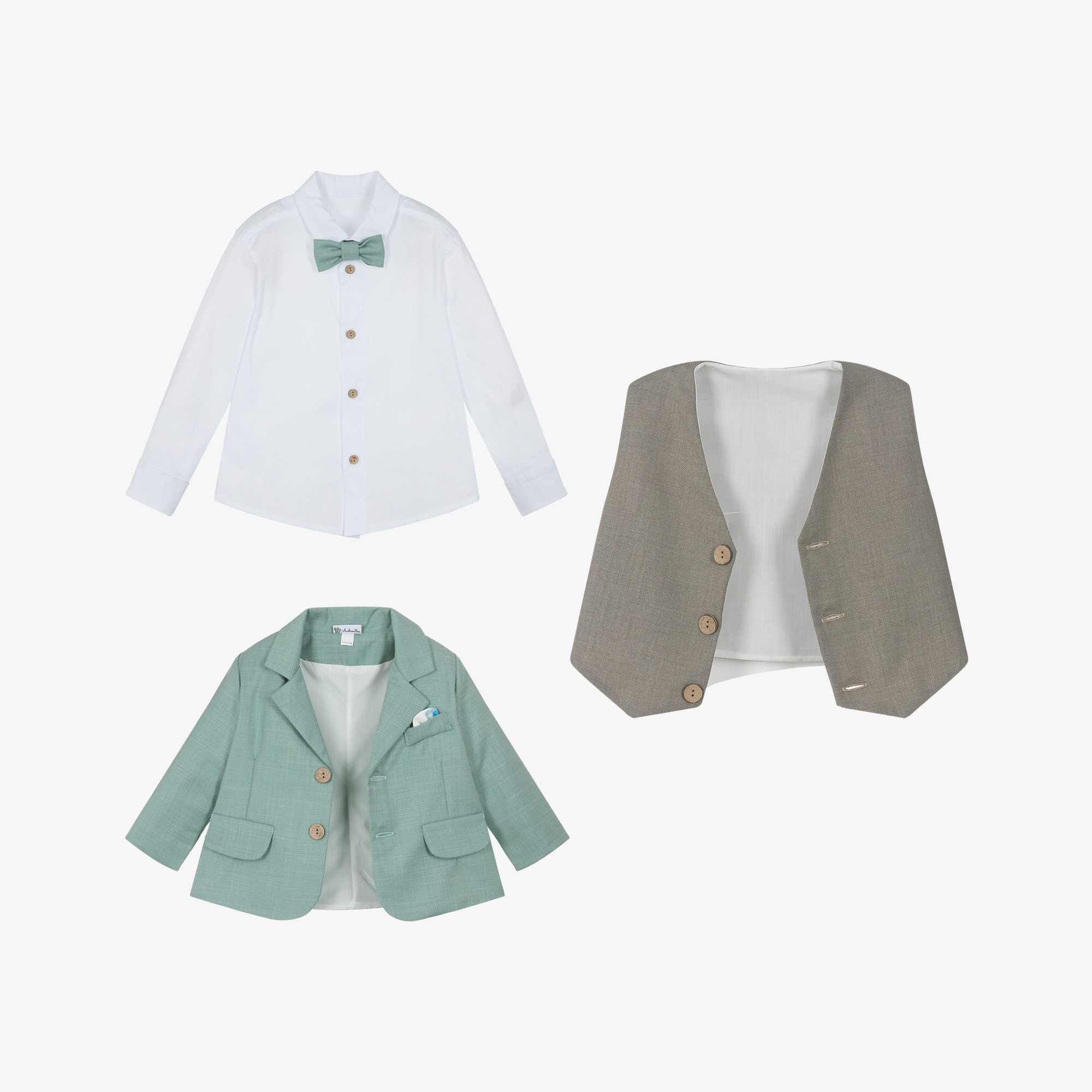 Boys Aqua Green & Grey Suit - View 5
