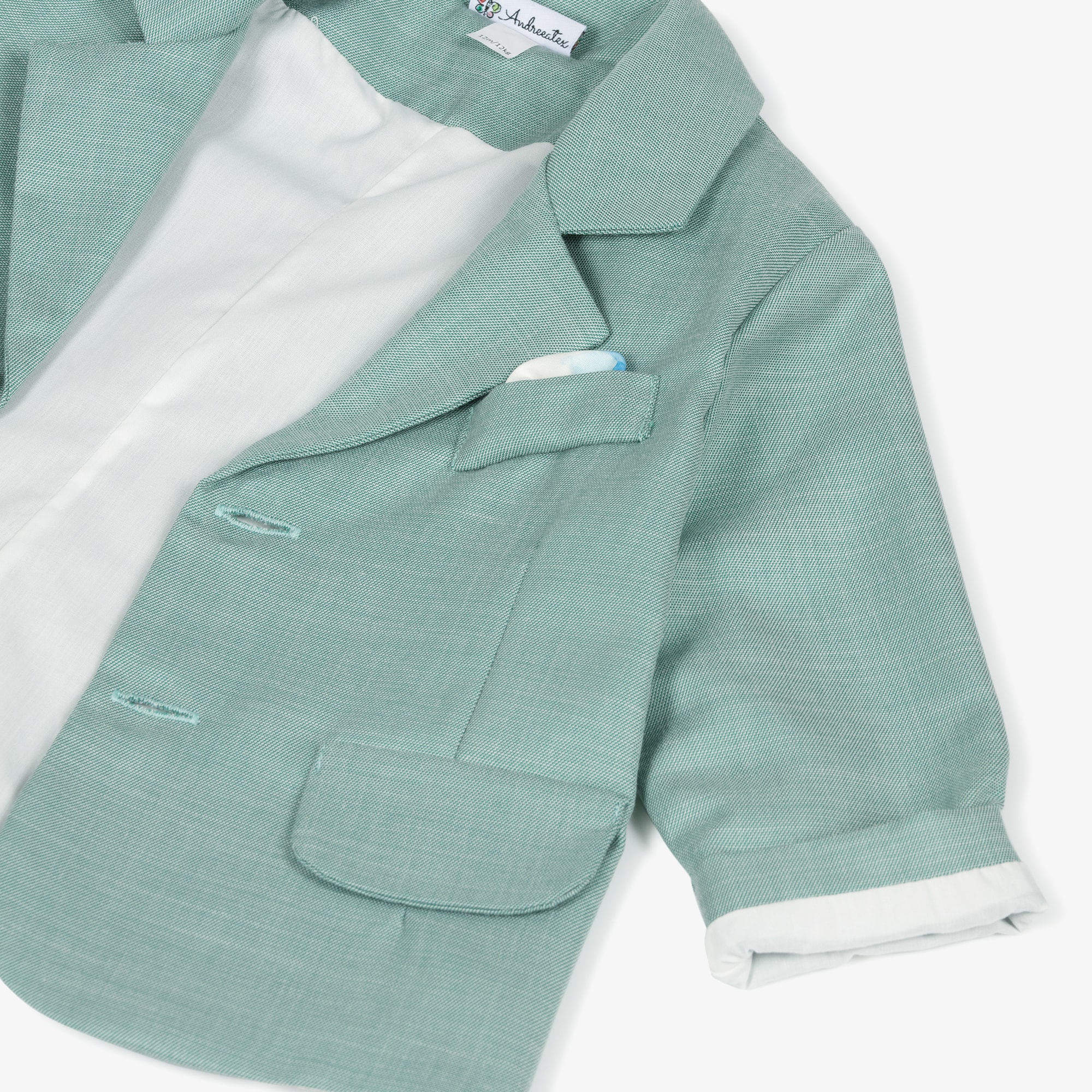 Boys Aqua Green & Grey Suit - View 8