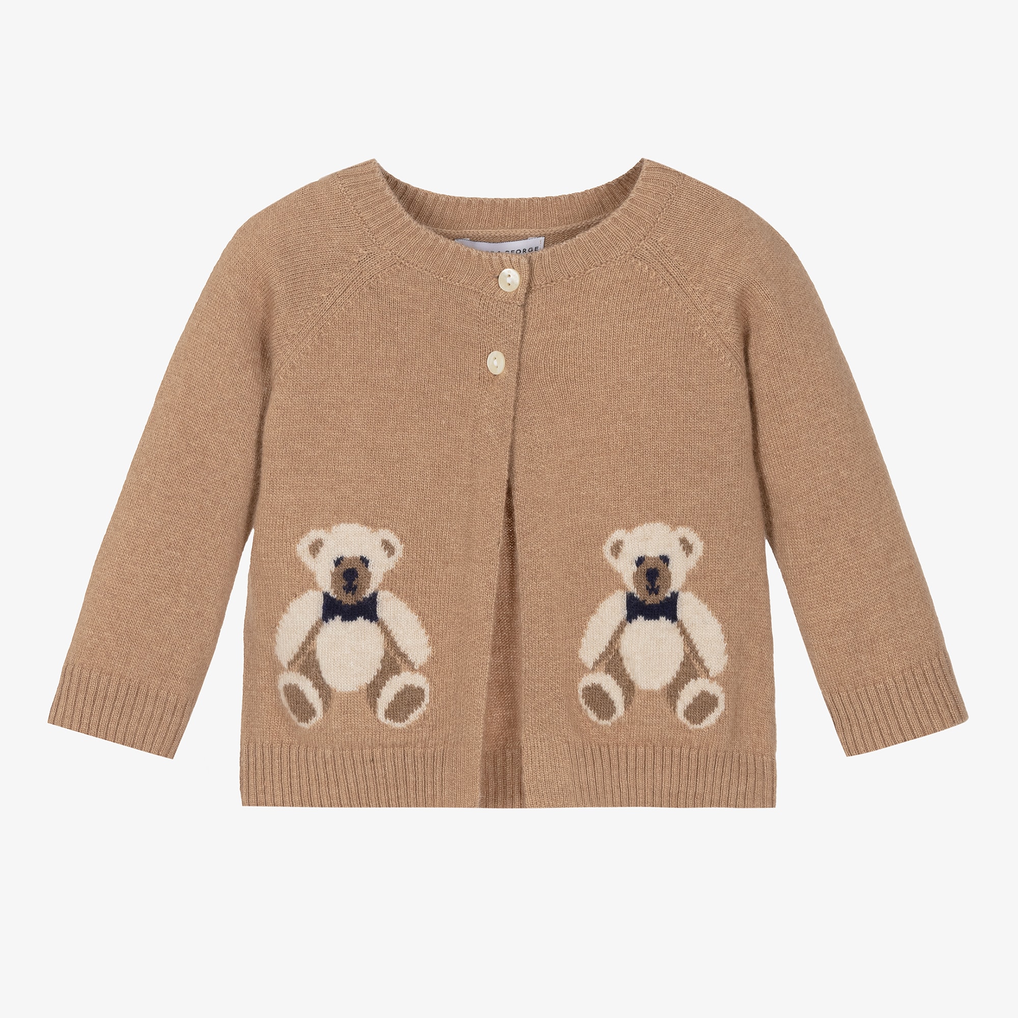 Beige Wool & Cashmere Teddy Bear Cardigan - View 1