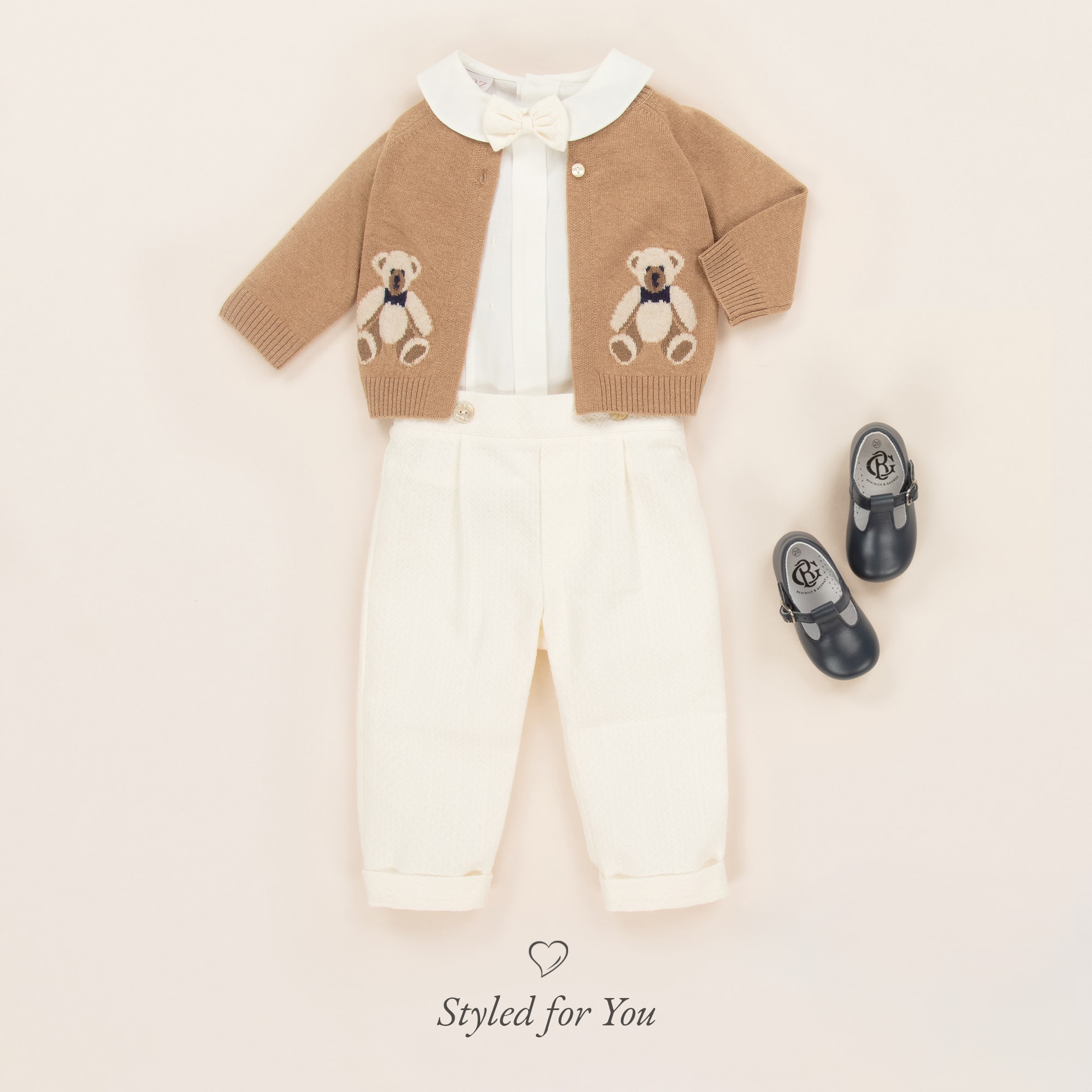 Beige Wool & Cashmere Teddy Bear Cardigan - View 4