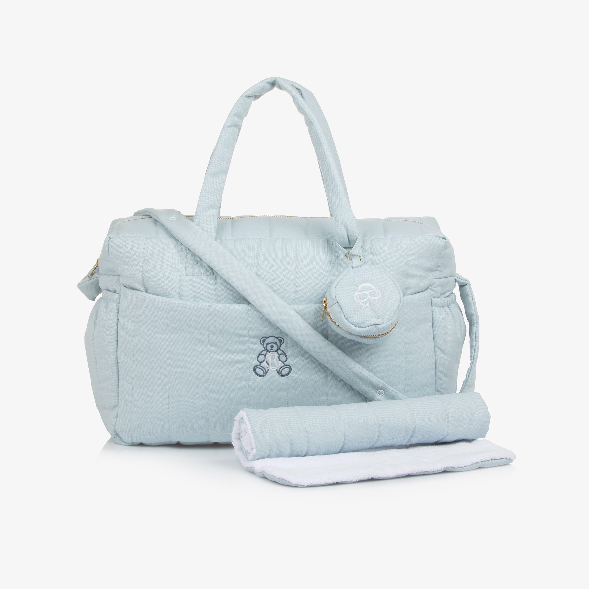 Blue Herringbone Baby Changing Bag (28cm) - View 1