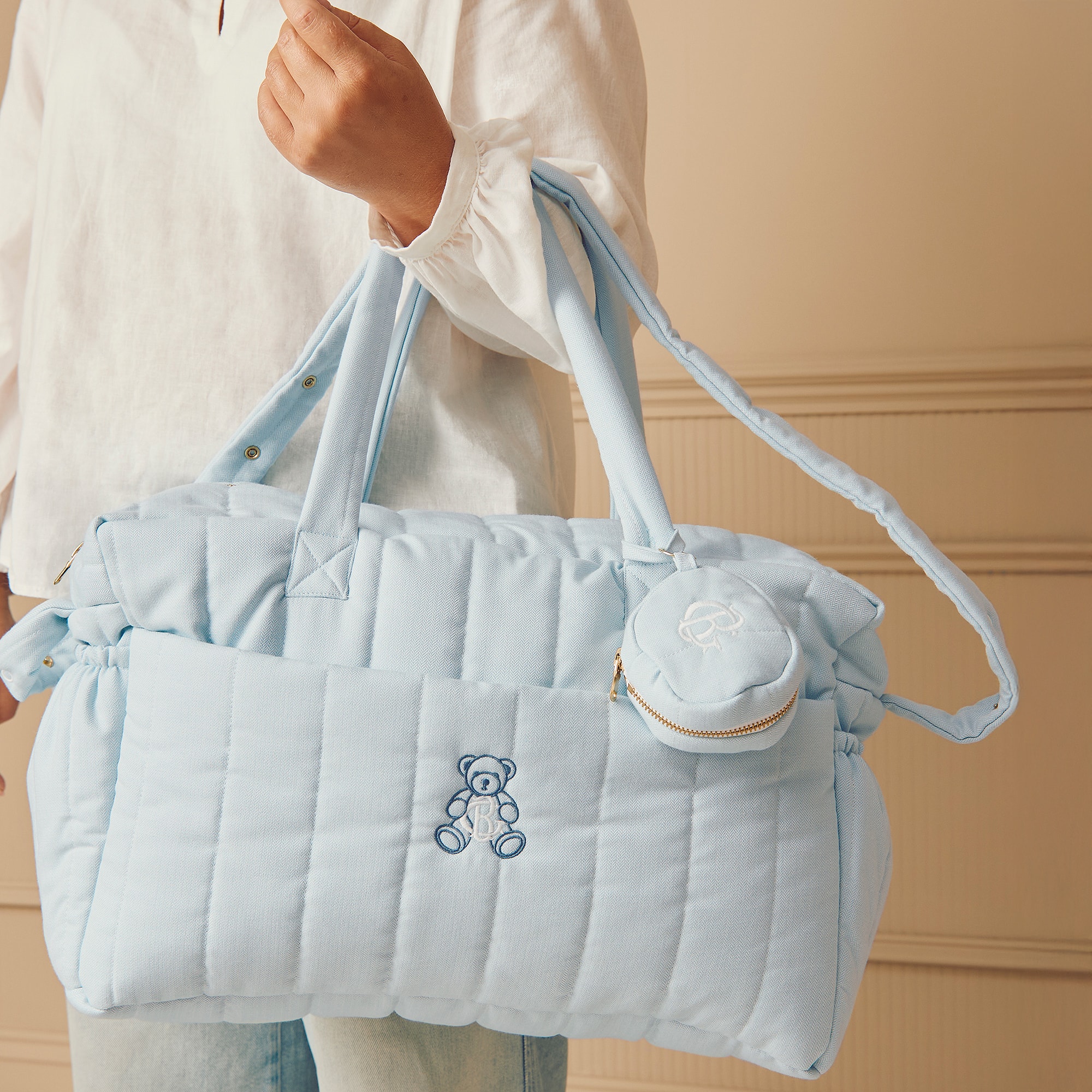 Blue Herringbone Baby Changing Bag (28cm) - View 2