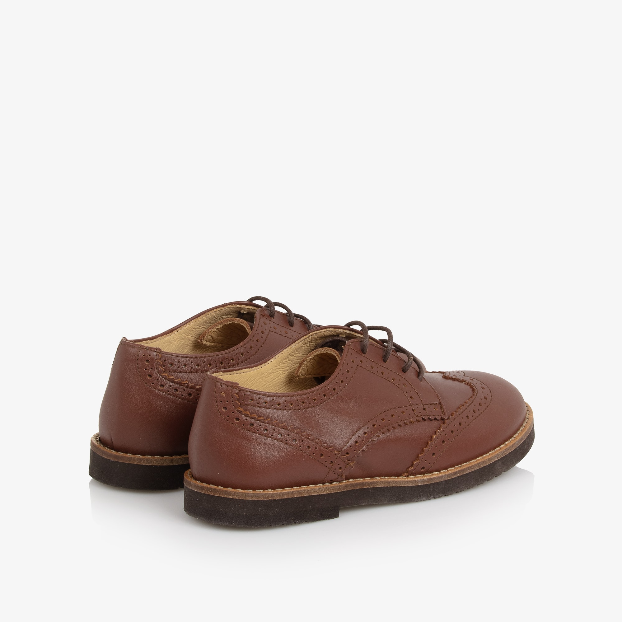 Boys Brown Leather Lace-Up Brogues - View 2