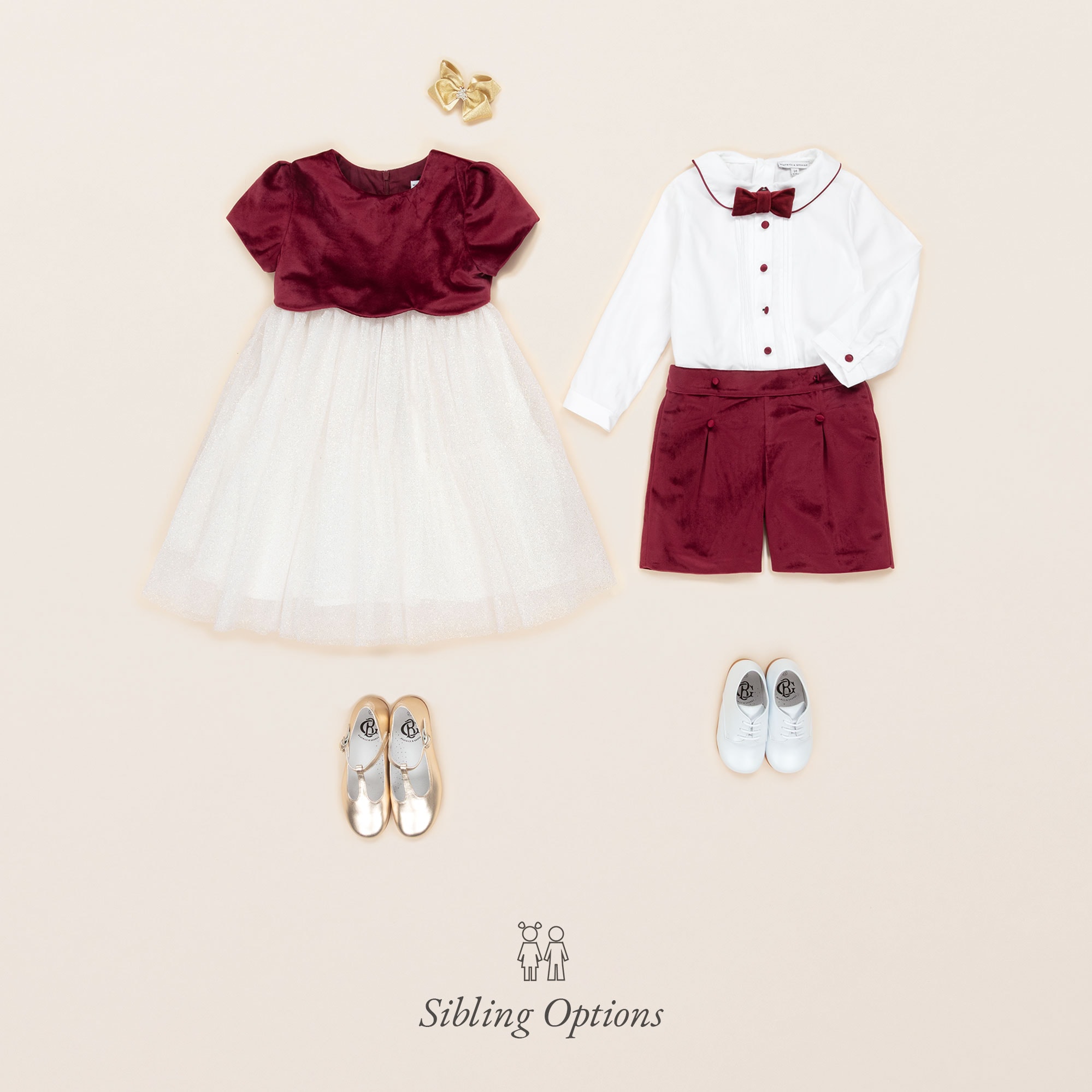 Boys White & Burgundy Red Velvet Buster Suit - View 8