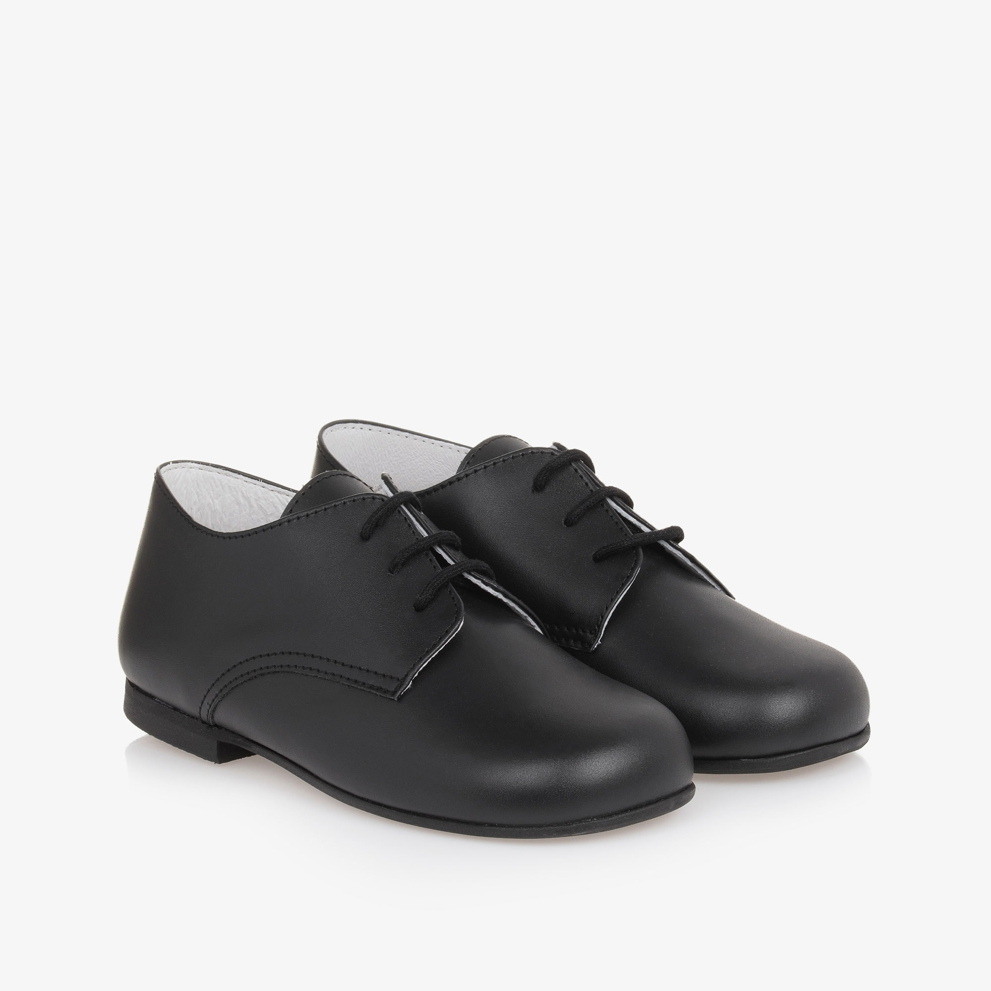 Boys White Lace-Up Leather Shoes - View 1