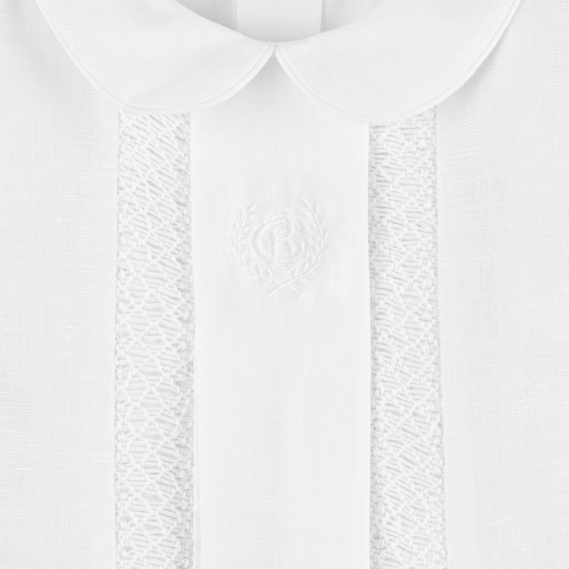 Boys White Linen & Cotton Buster Suit - View 5