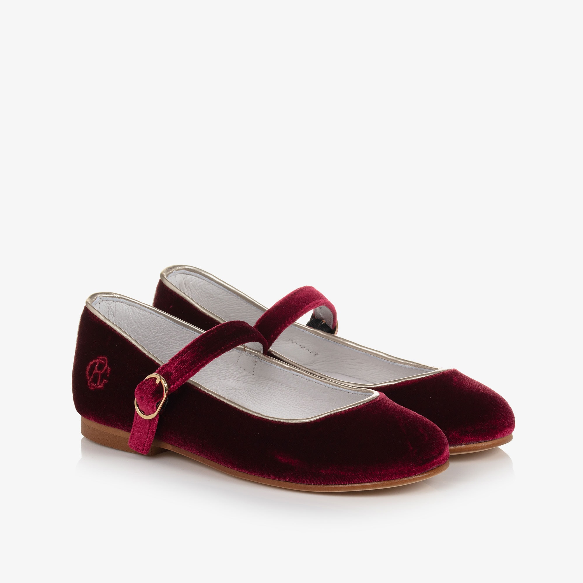 Girls Green Velvet Mary Jane Shoes - View 1
