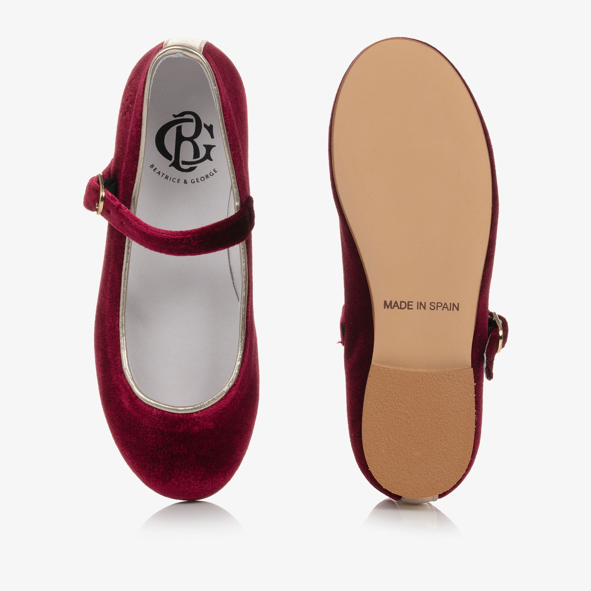 Girls Green Velvet Mary Jane Shoes - View 4