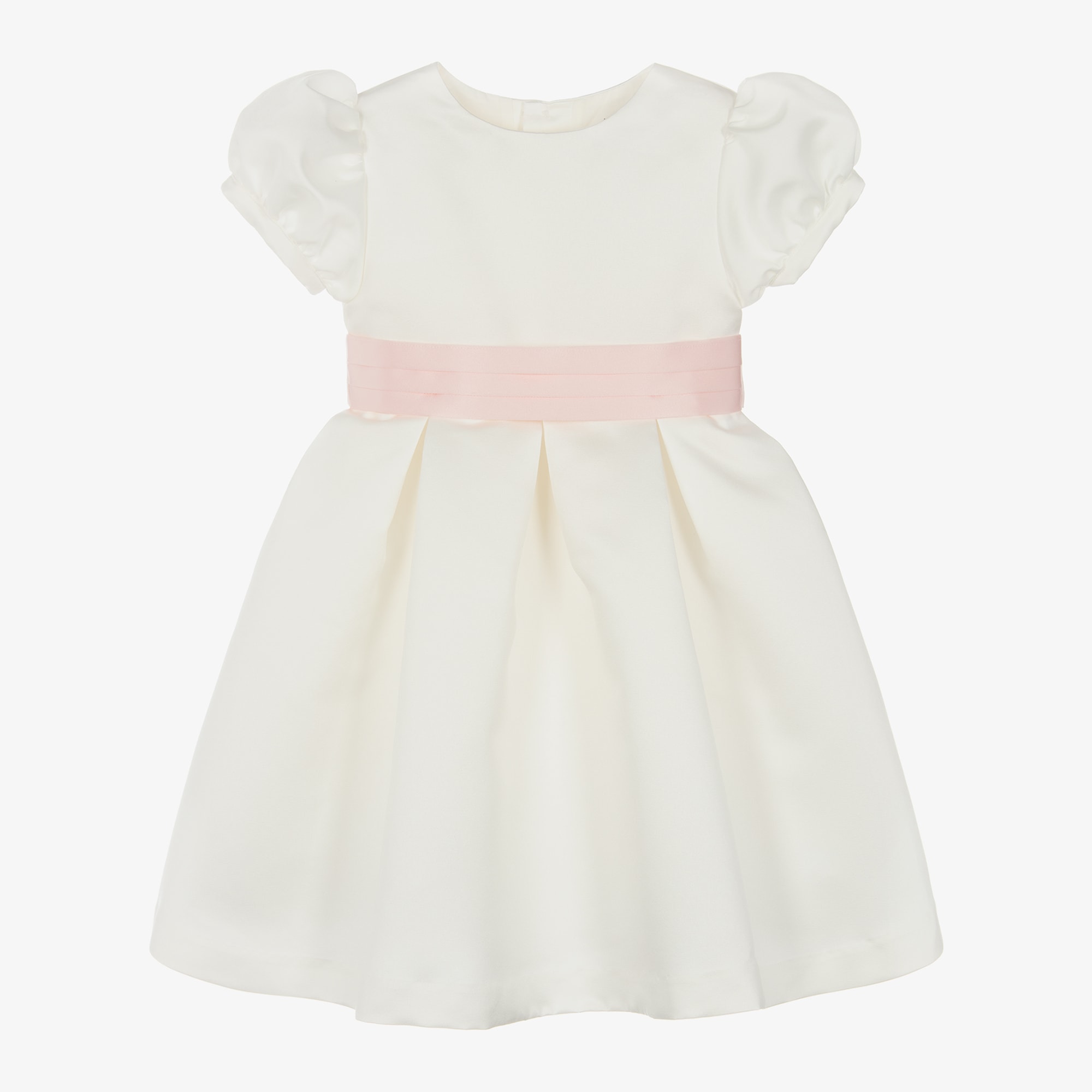 Girls Ivory Satin Dress - View 1