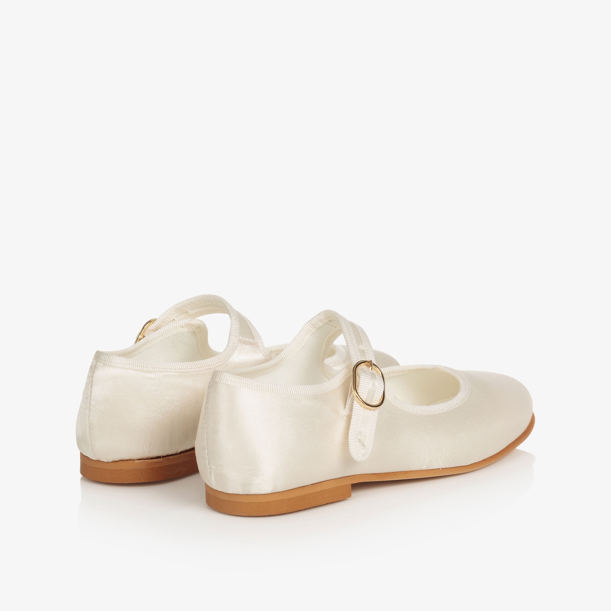 Girls Ivory Satin Mary Jane Shoes - View 3