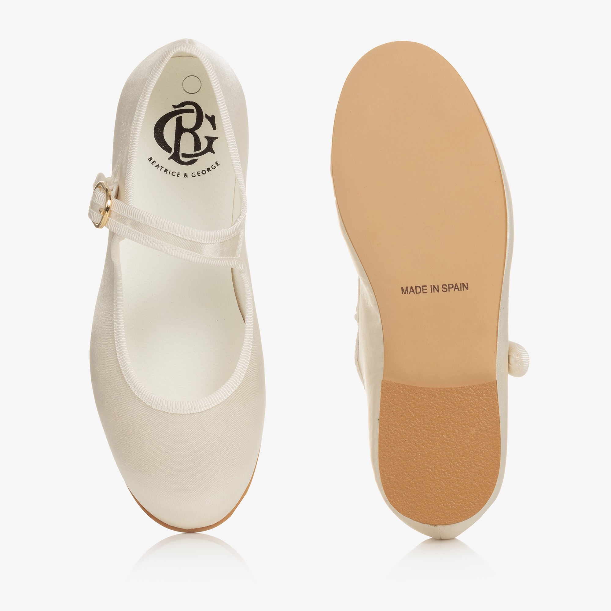 Girls Ivory Satin Mary Jane Shoes - View 4