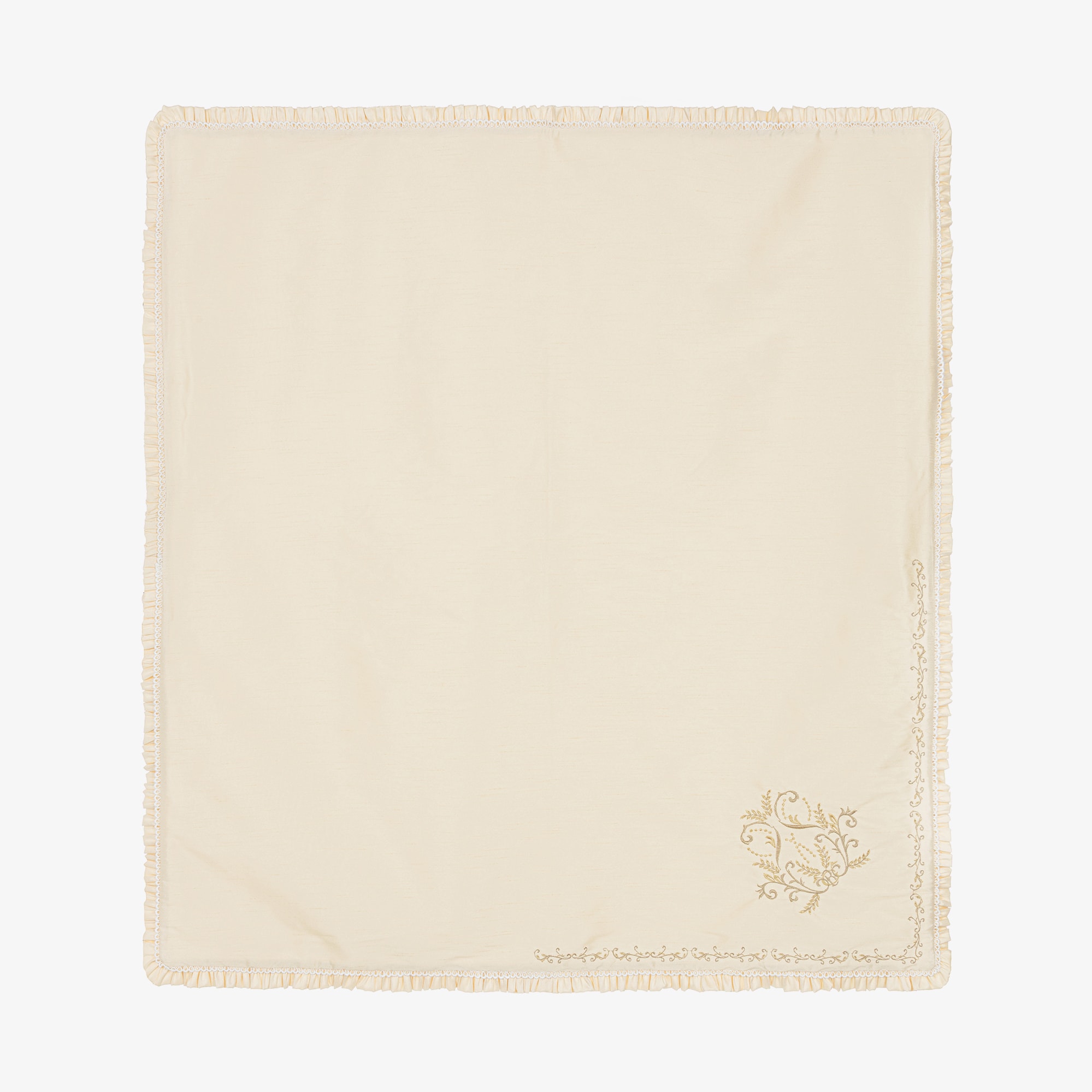 Gold Hand-Embroidered Dupion Ceremony Shawl - View 1