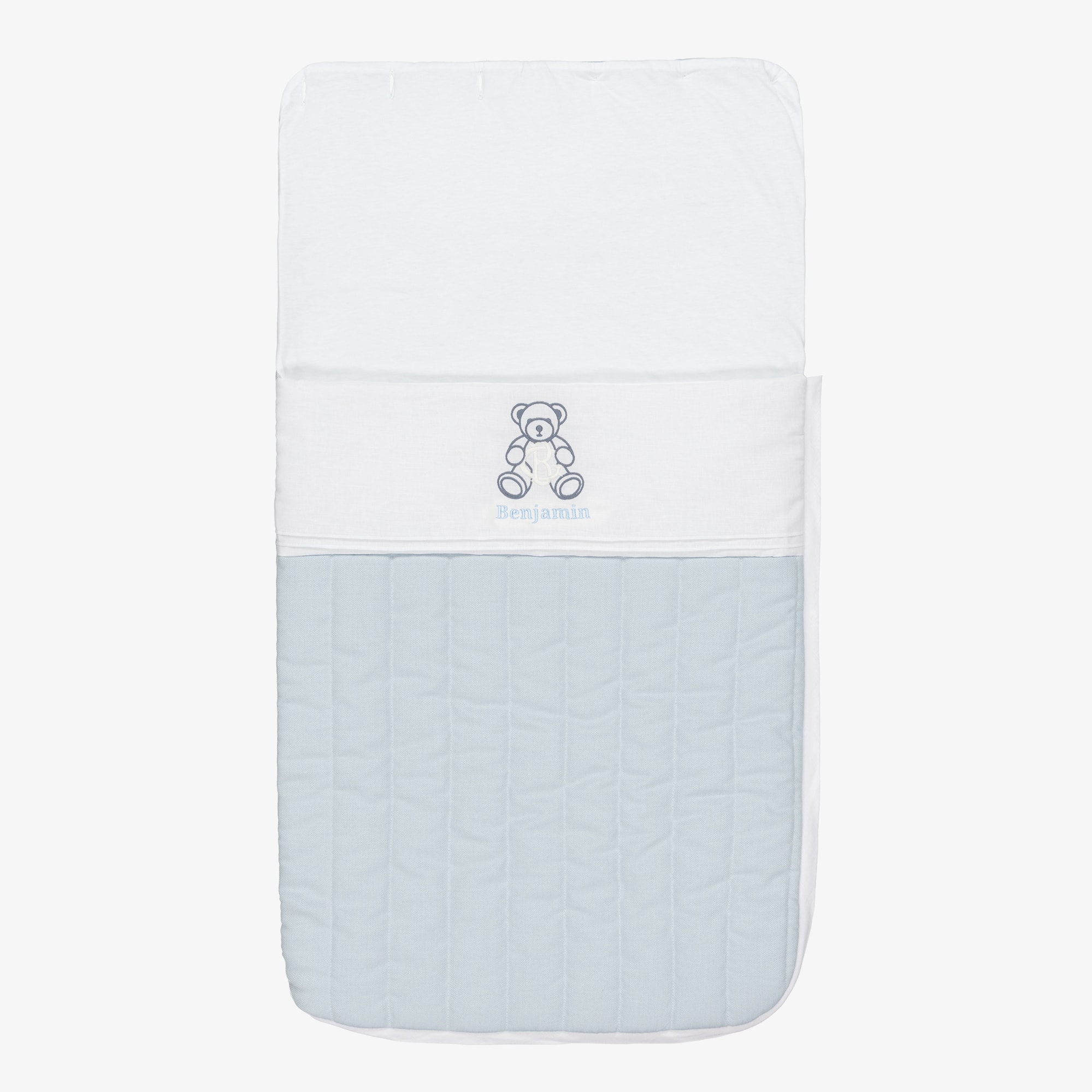 Personalised Blue Herringbone Padded Baby Nest (84cm) - View 3