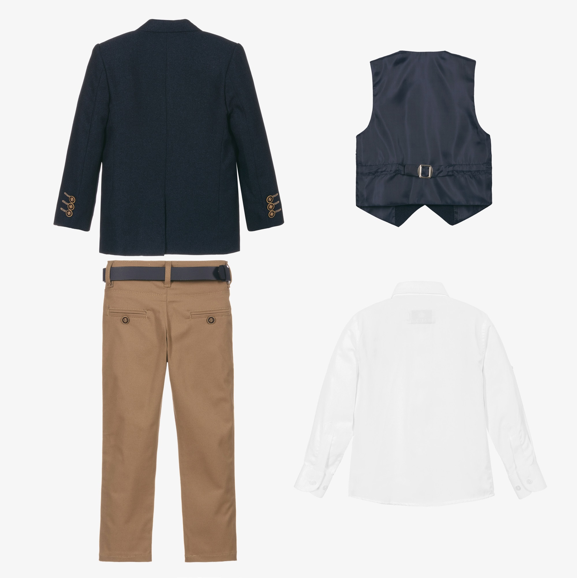 Beige & Navy Blue Suit Set - View 4