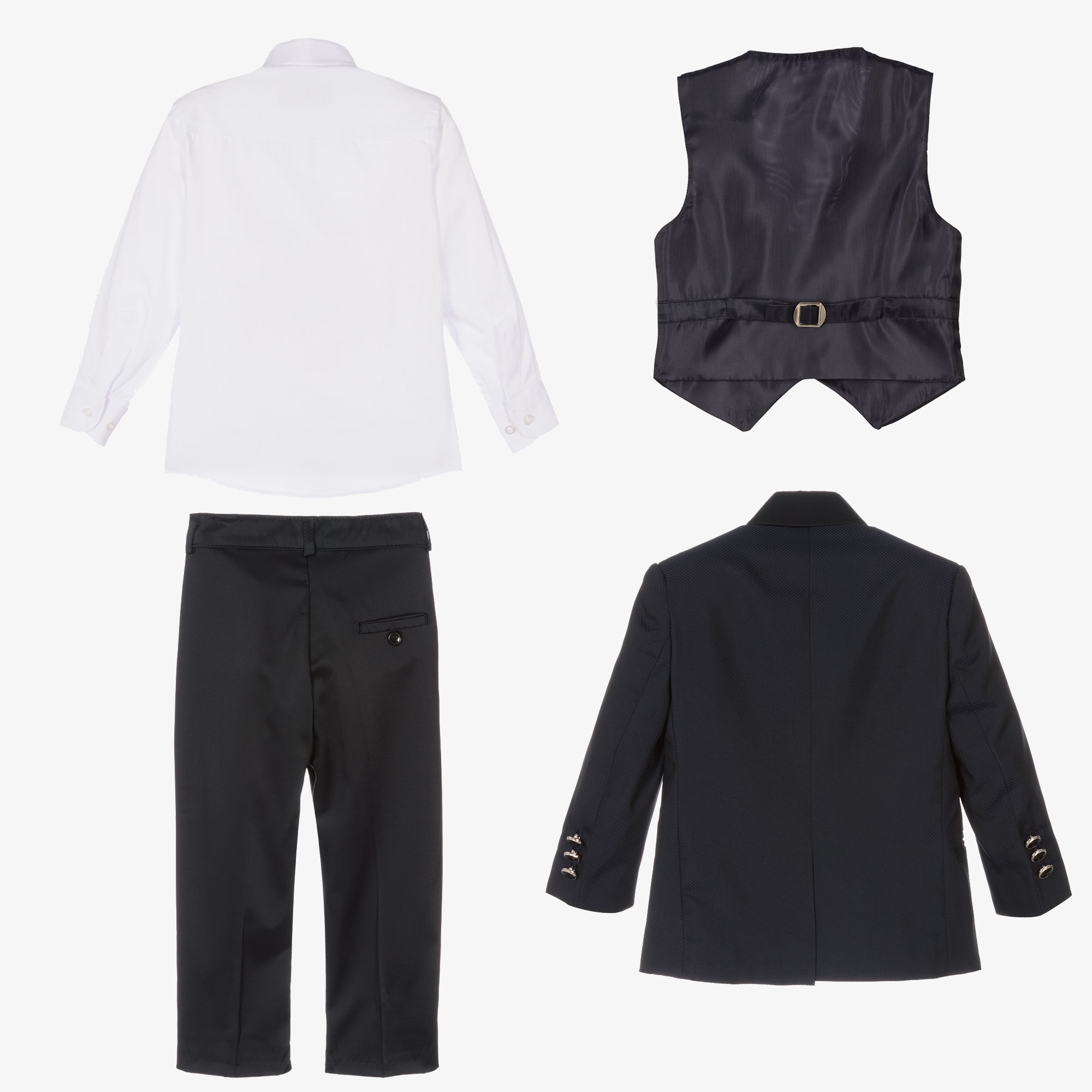 Boys Navy Blue Tuxedo Suit - View 3