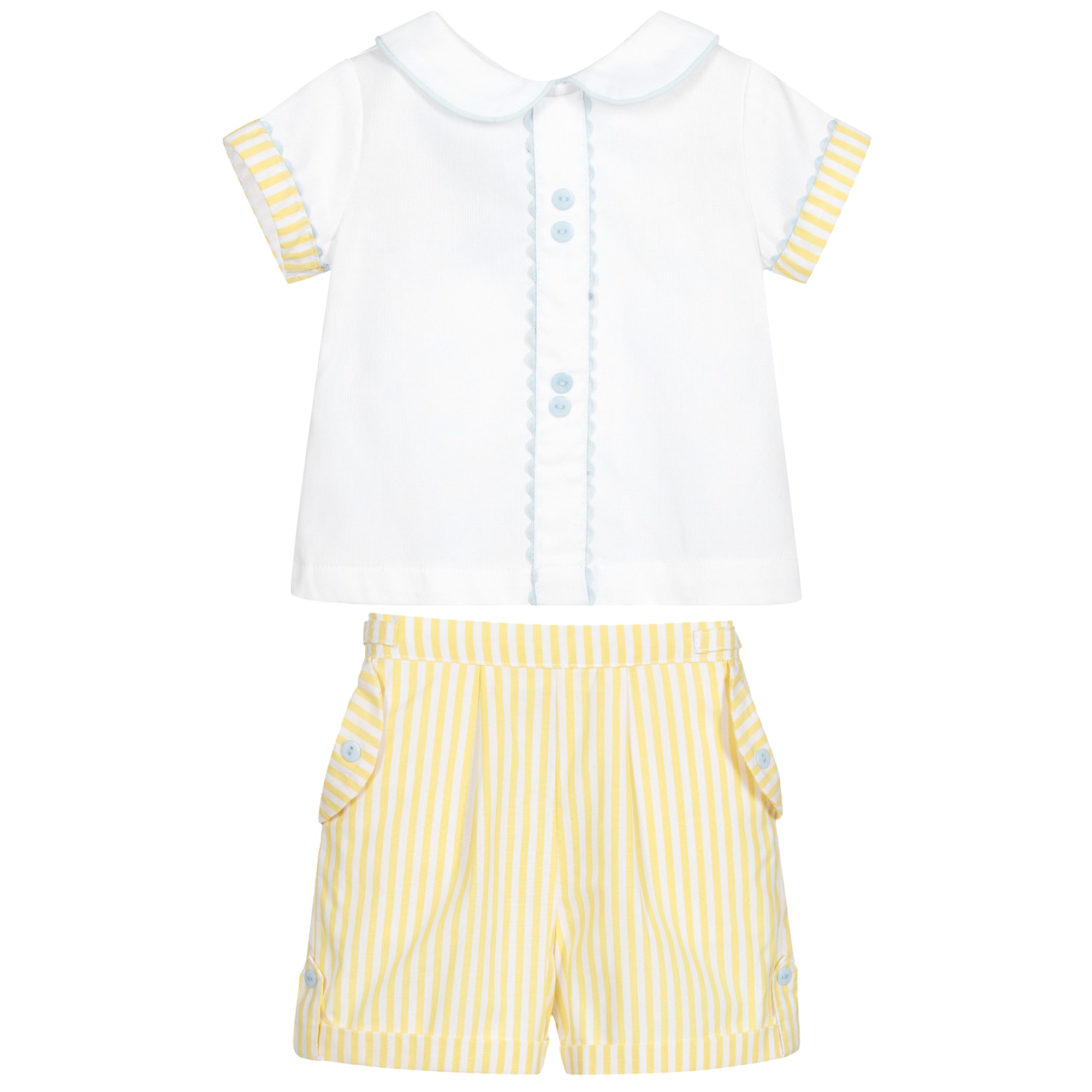 Yellow & White Shorts Set - View 7