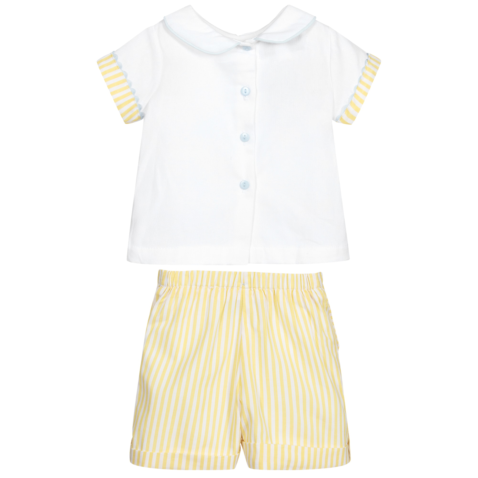 Yellow & White Shorts Set - View 8