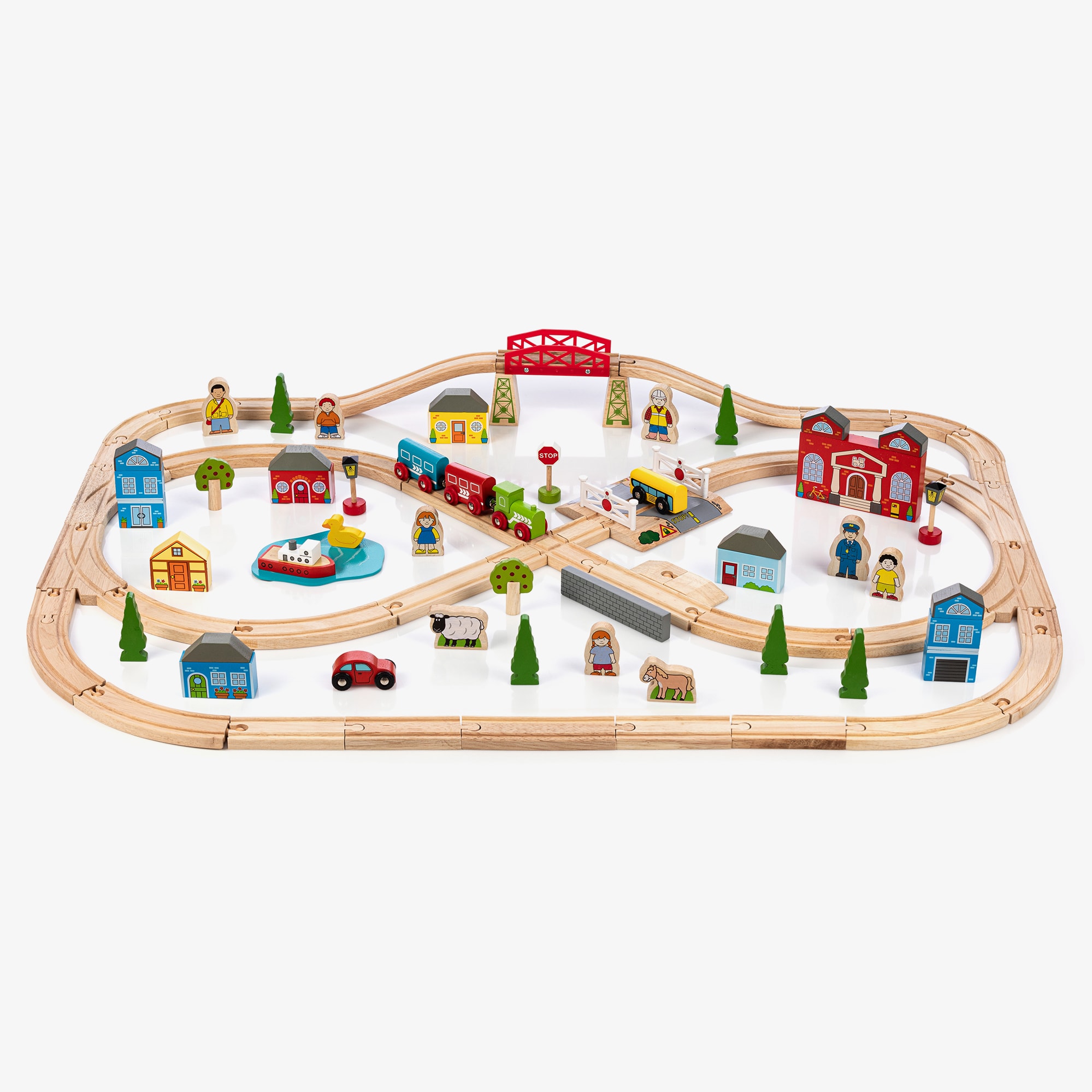 Wooden Town & Country Train Set (102cm) - View 1