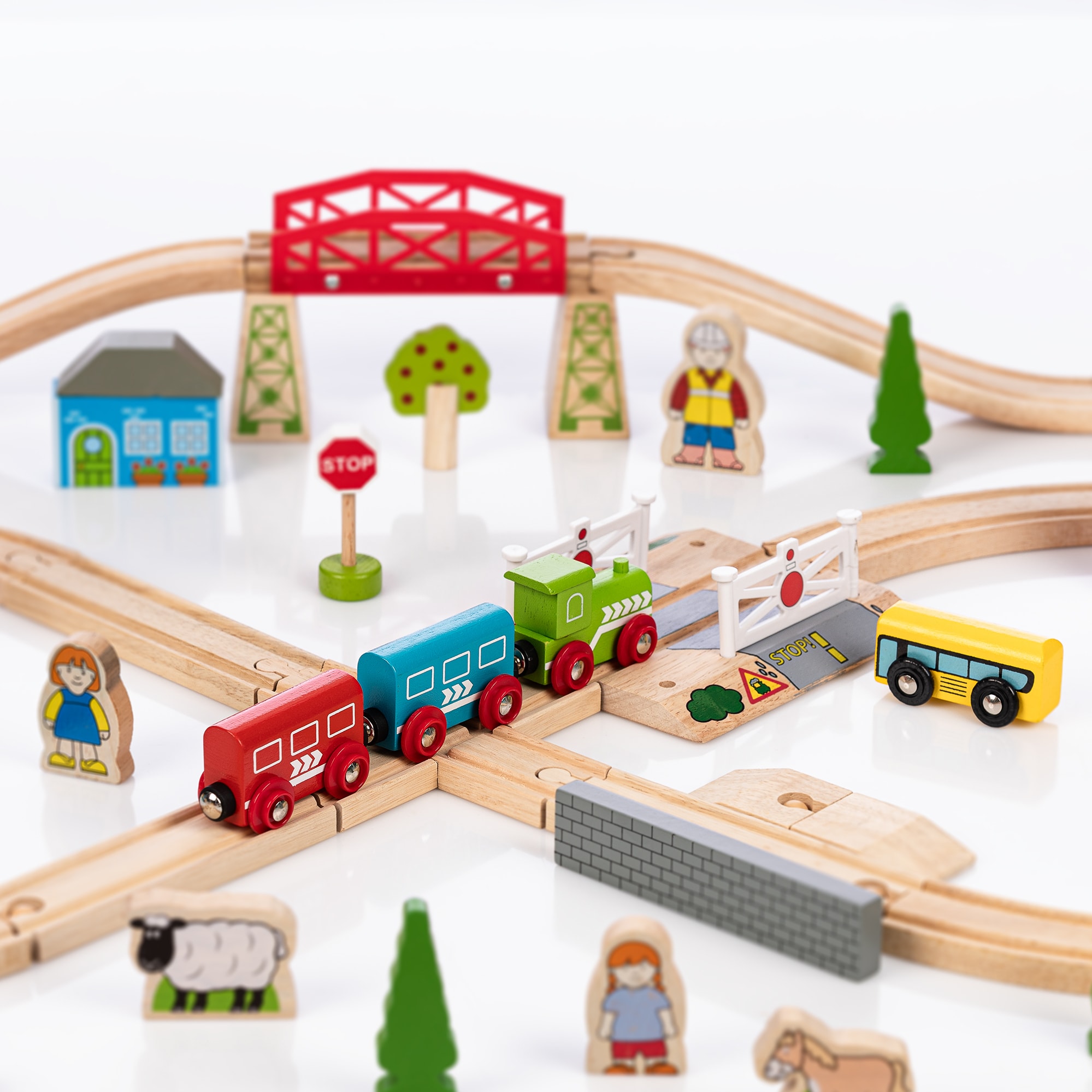Wooden Town & Country Train Set (102cm) - View 4