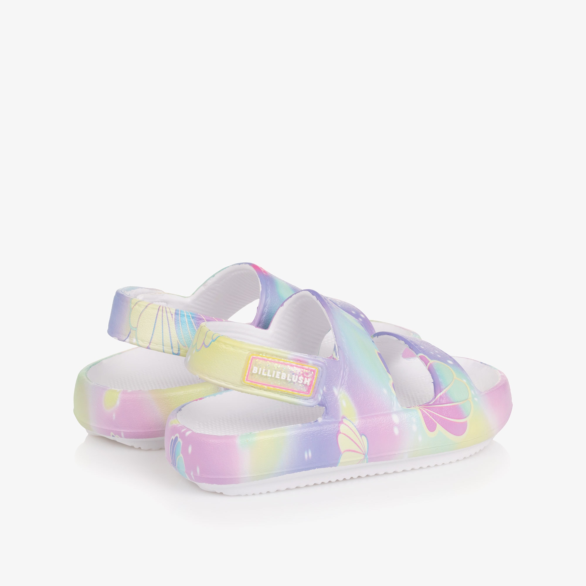 Girls Pale Pink Flower Print Rubber Sandals - View 2