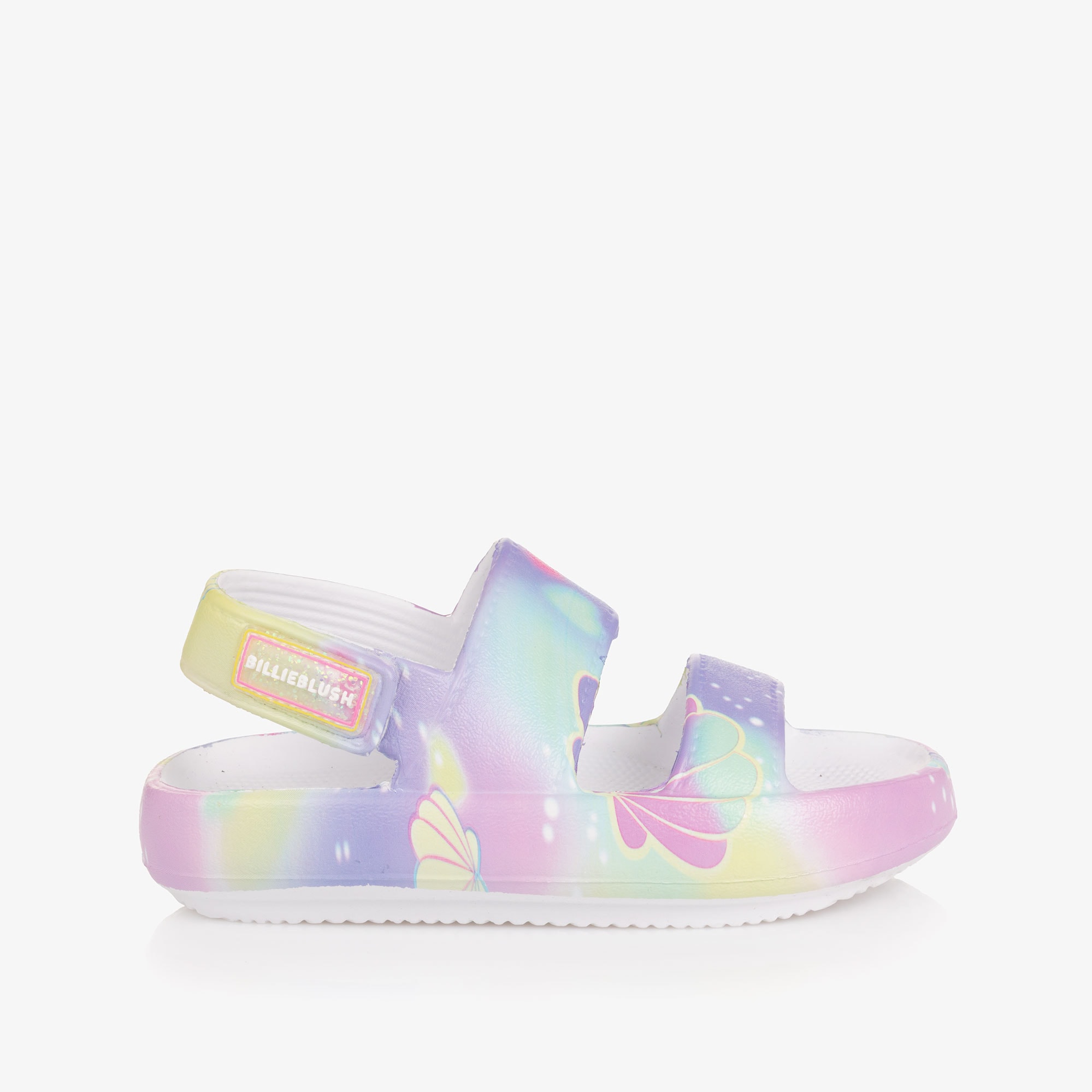 Girls Pale Pink Flower Print Rubber Sandals - View 4