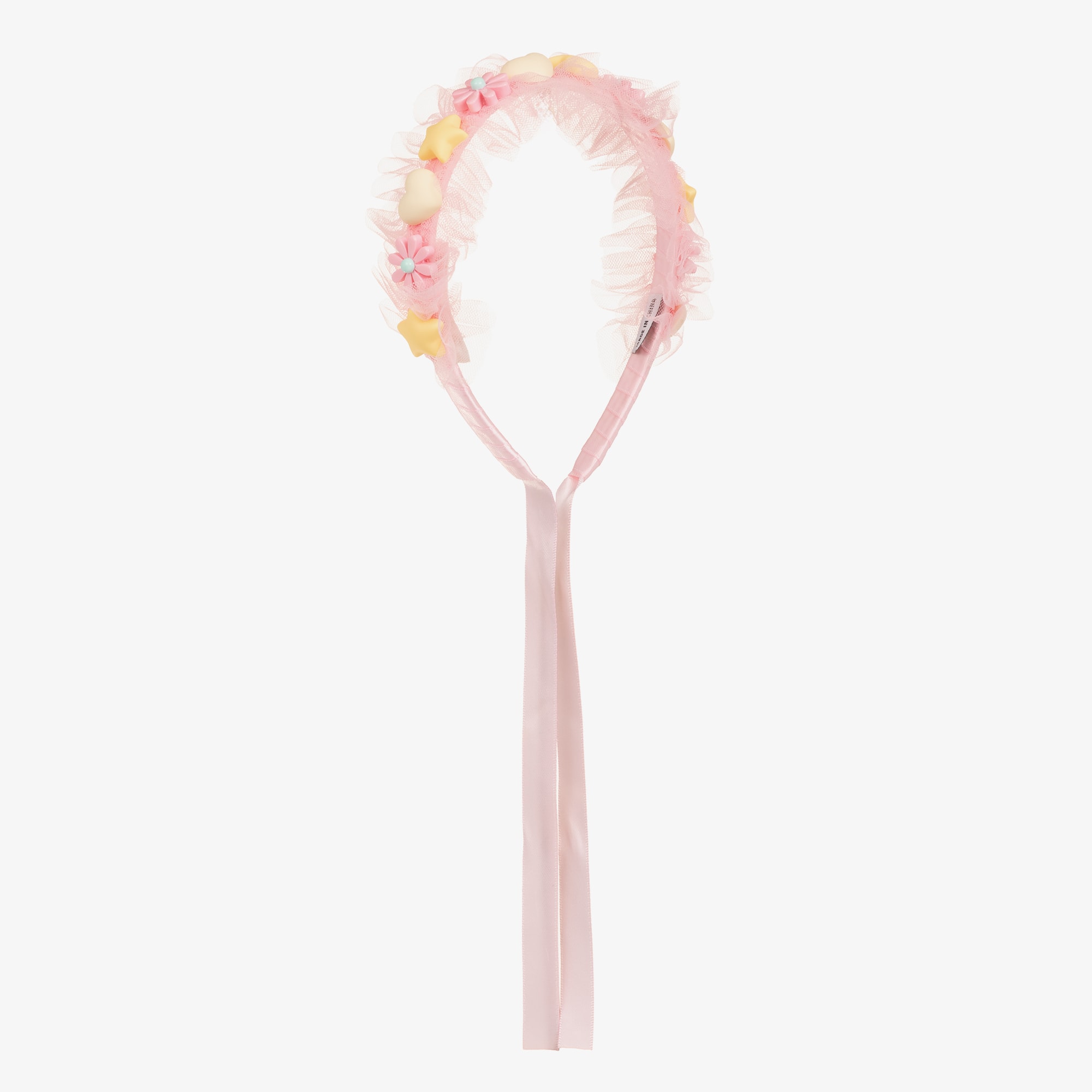 Girls Pale Pink Tulle Ruffle Hairband - View 4