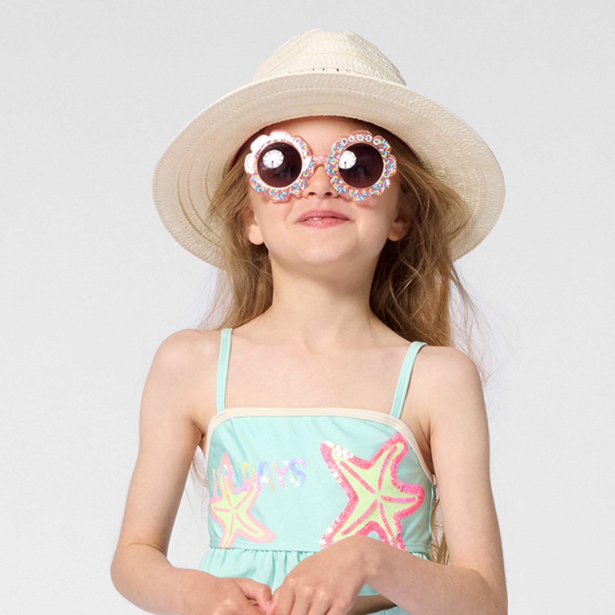 Girls Pink Confetti Flower Sunglasses (UV400) - View 2