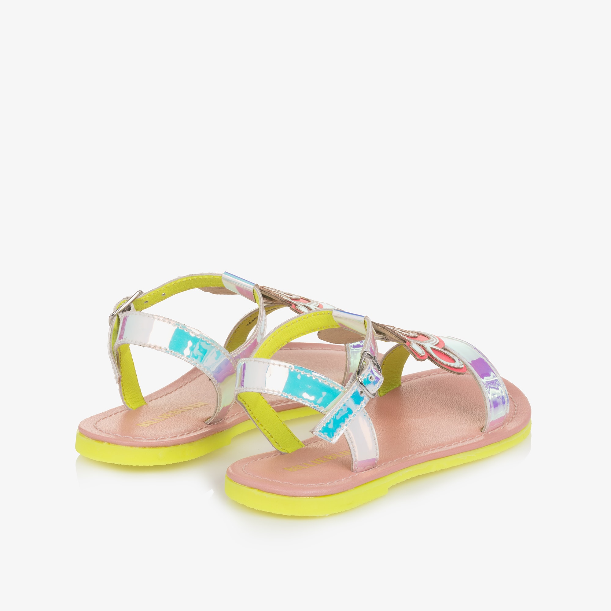 Girls Silver Iridescent Love Motif Sandals - View 2