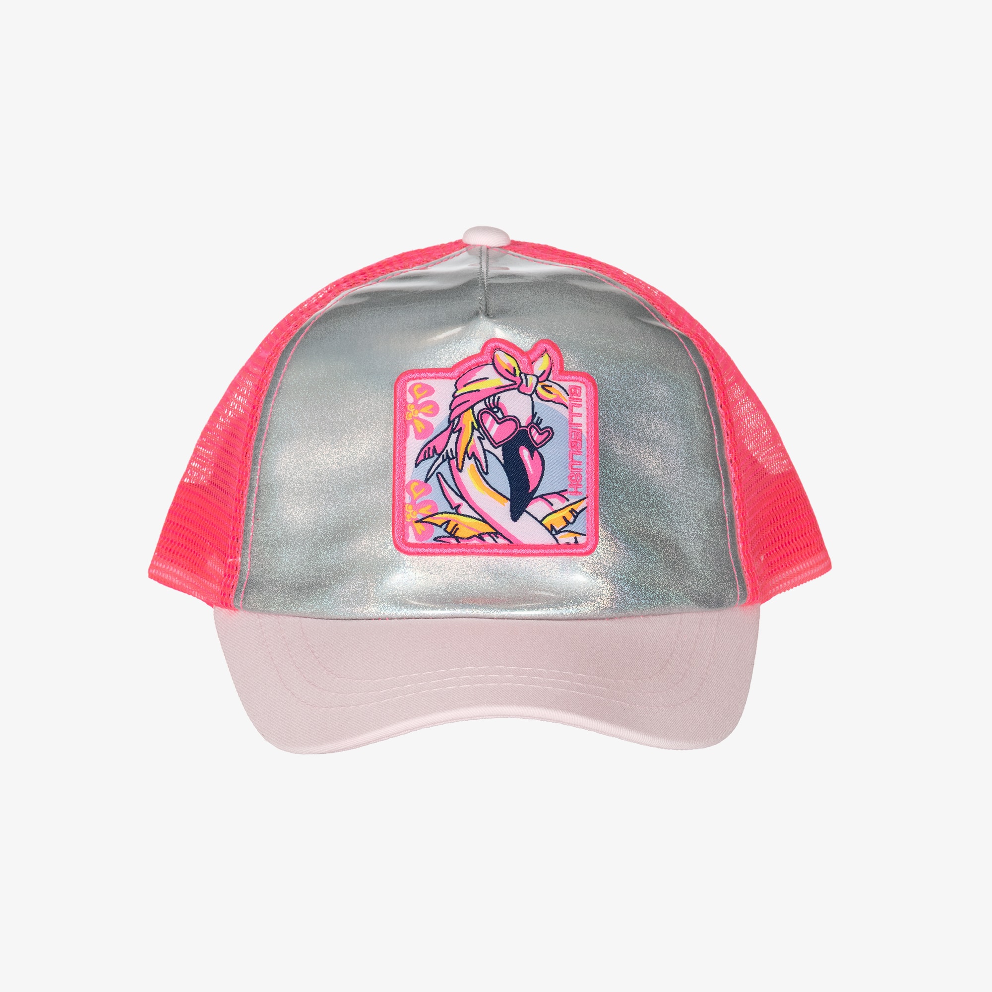 Girls Silver Iridescent & Neon Pink Cap - View 2