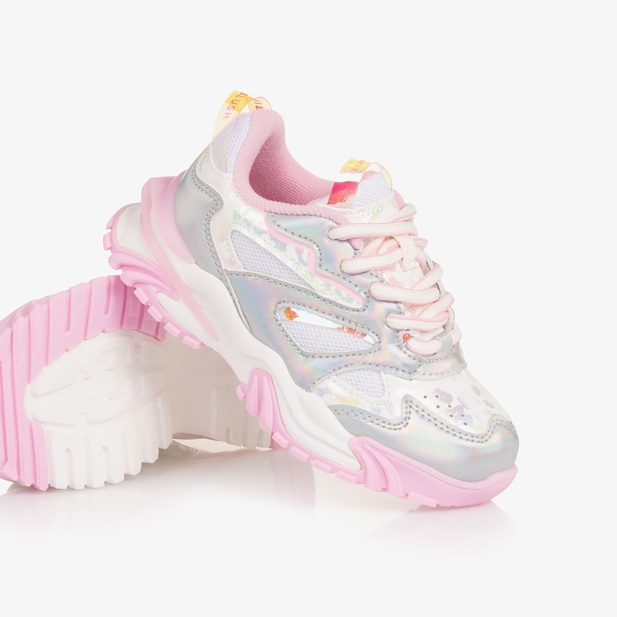 Girls Silver & Pale Pink Trainers - View 6