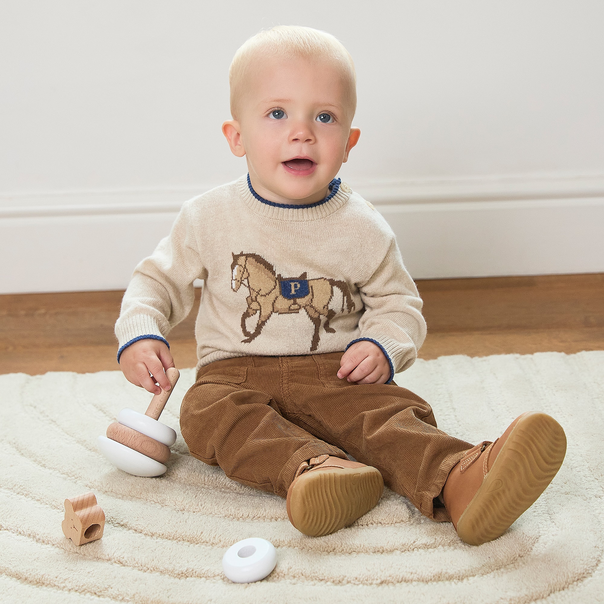 Boys Brown Leather First-Walker Boots - View 2