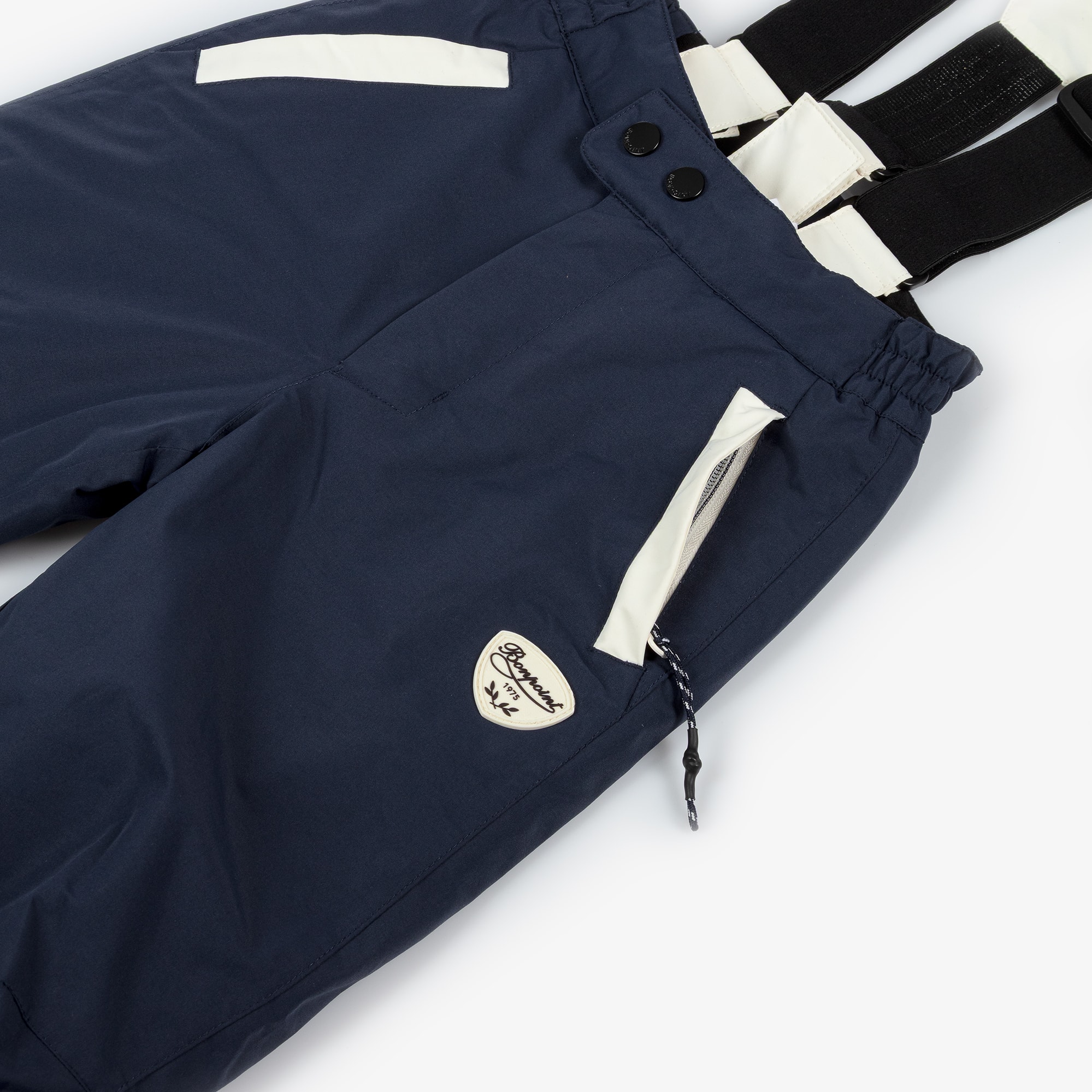 Blue & Ivory Padded Ski Trousers with Shoulder Straps - View 7
