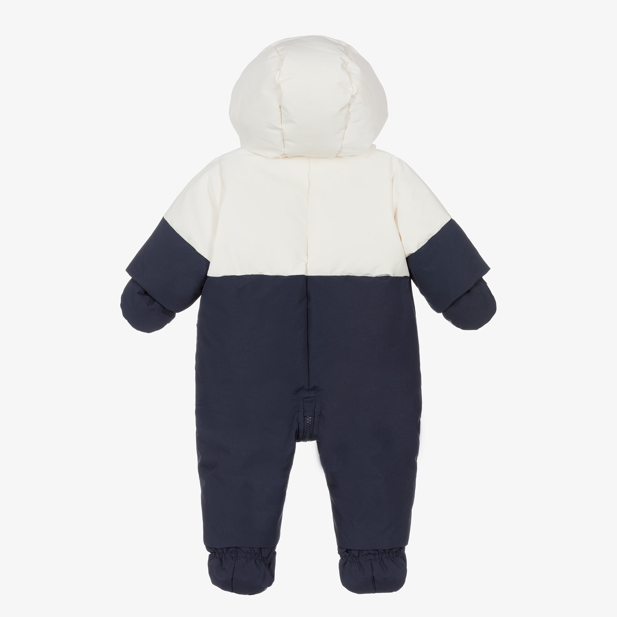 Navy Blue & Ivory Down Filled Snowsuit - View 2