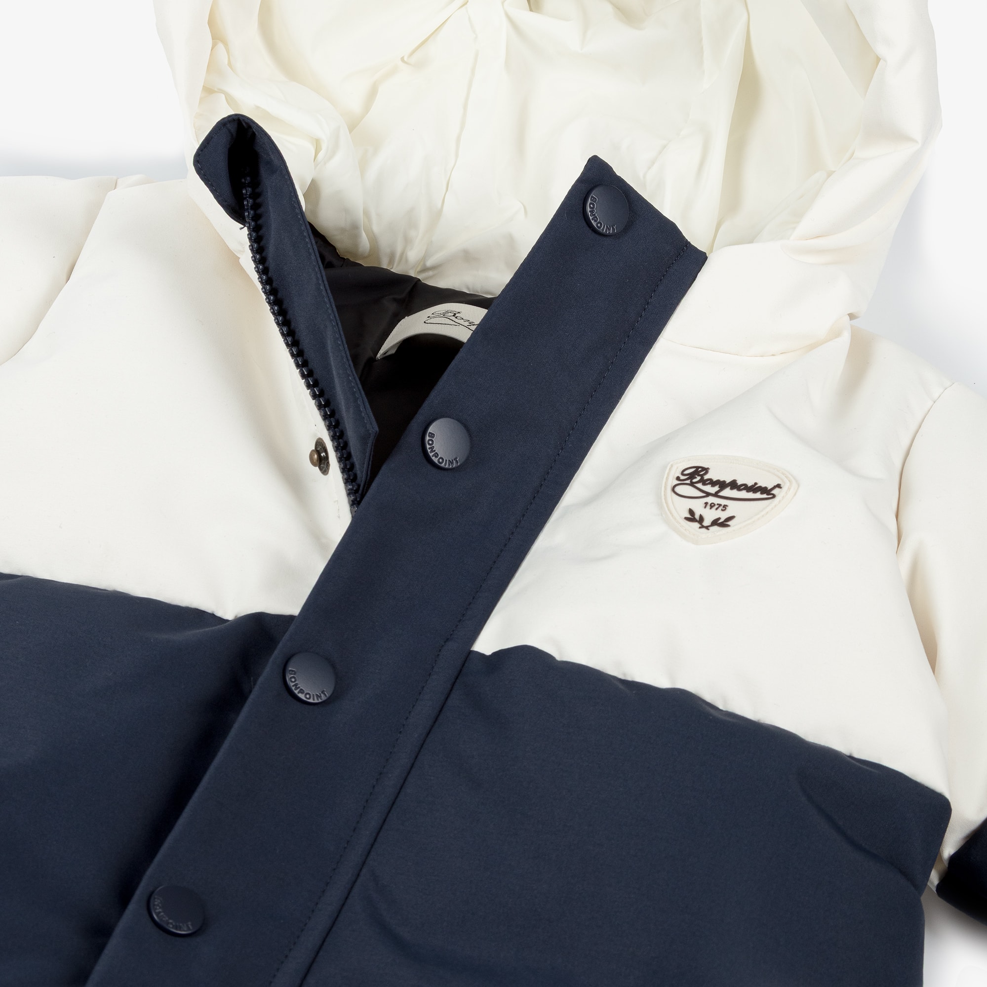 Navy Blue & Ivory Down Filled Snowsuit - View 4