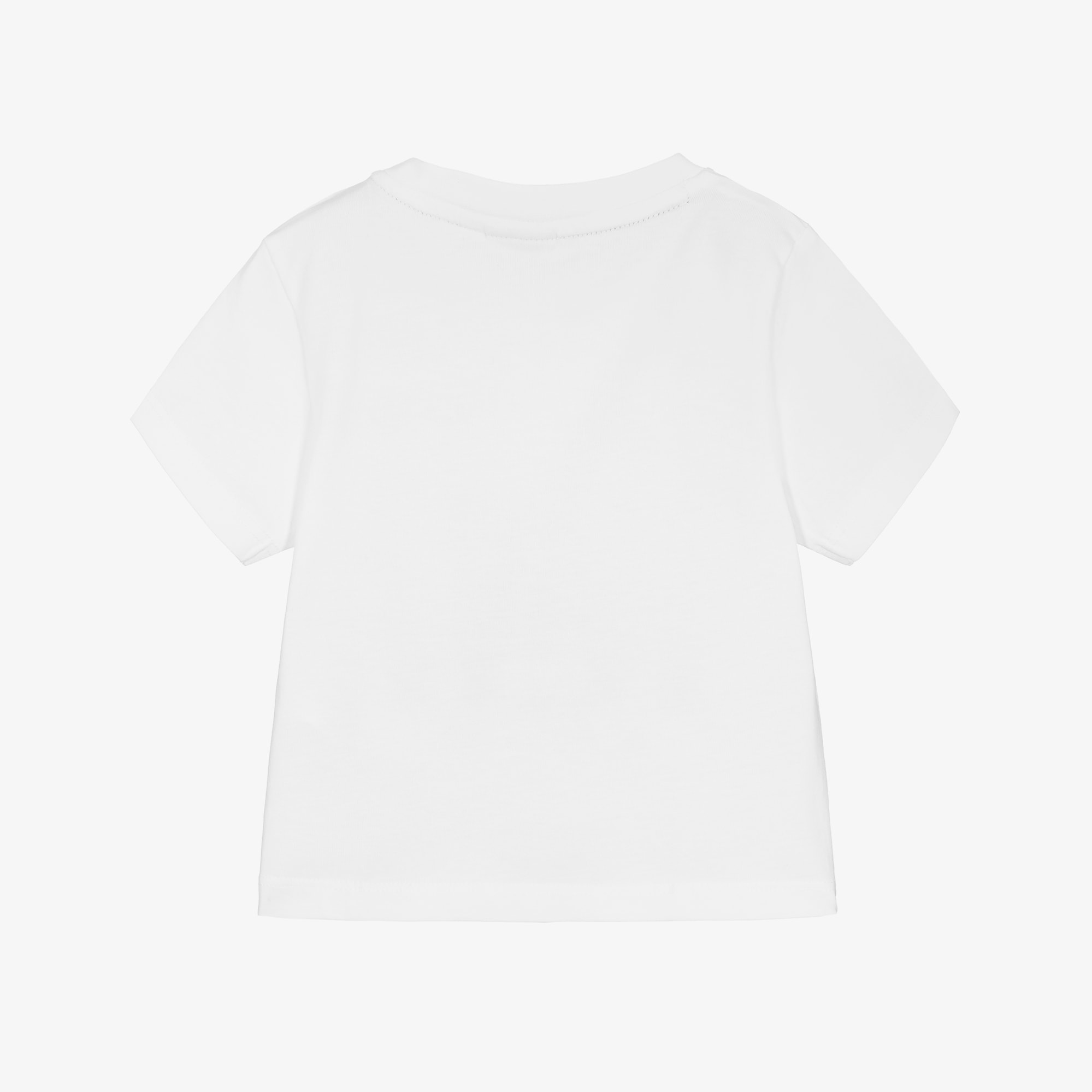 Baby Boys White Cotton T-Shirt with Repeat Logo - View 2