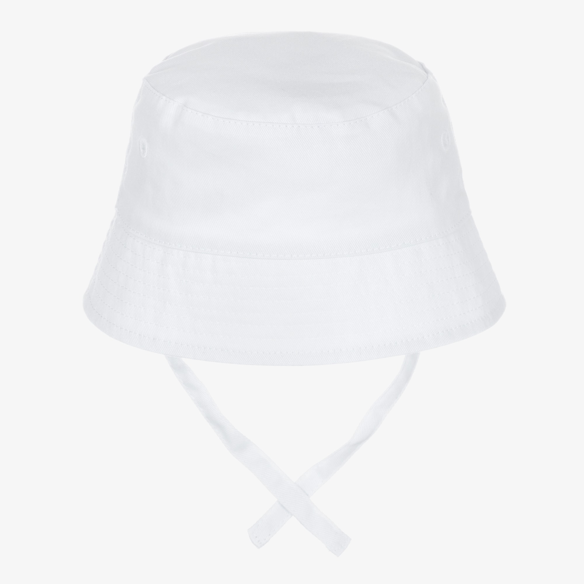 Baby Boys White Cotton Twill Sun Hat - View 2