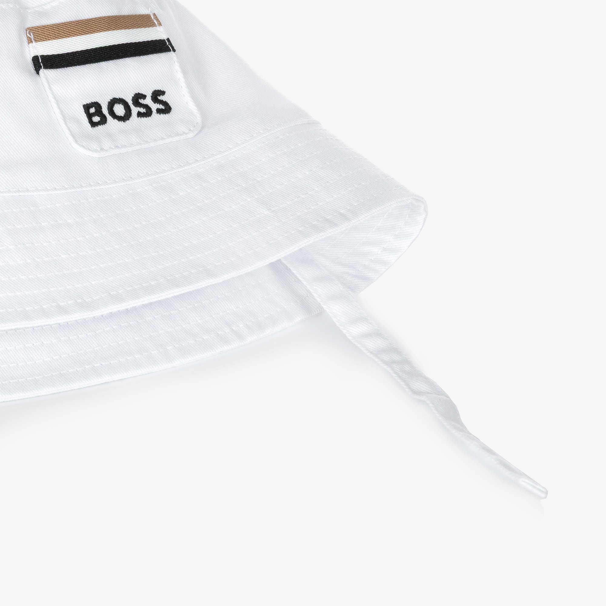 Baby Boys White Cotton Twill Sun Hat - View 4