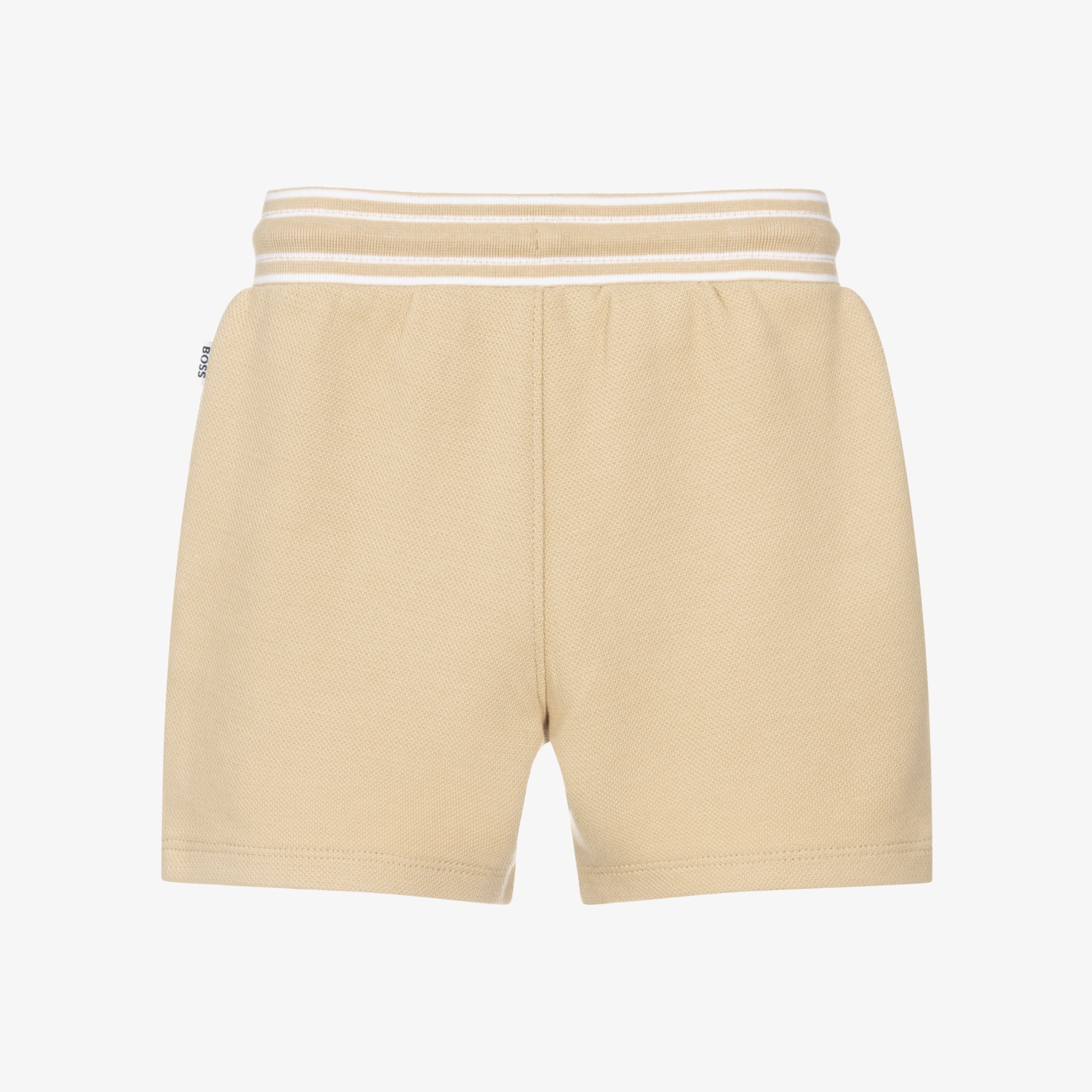 Boys Beige Cotton Piqué Shorts - View 2