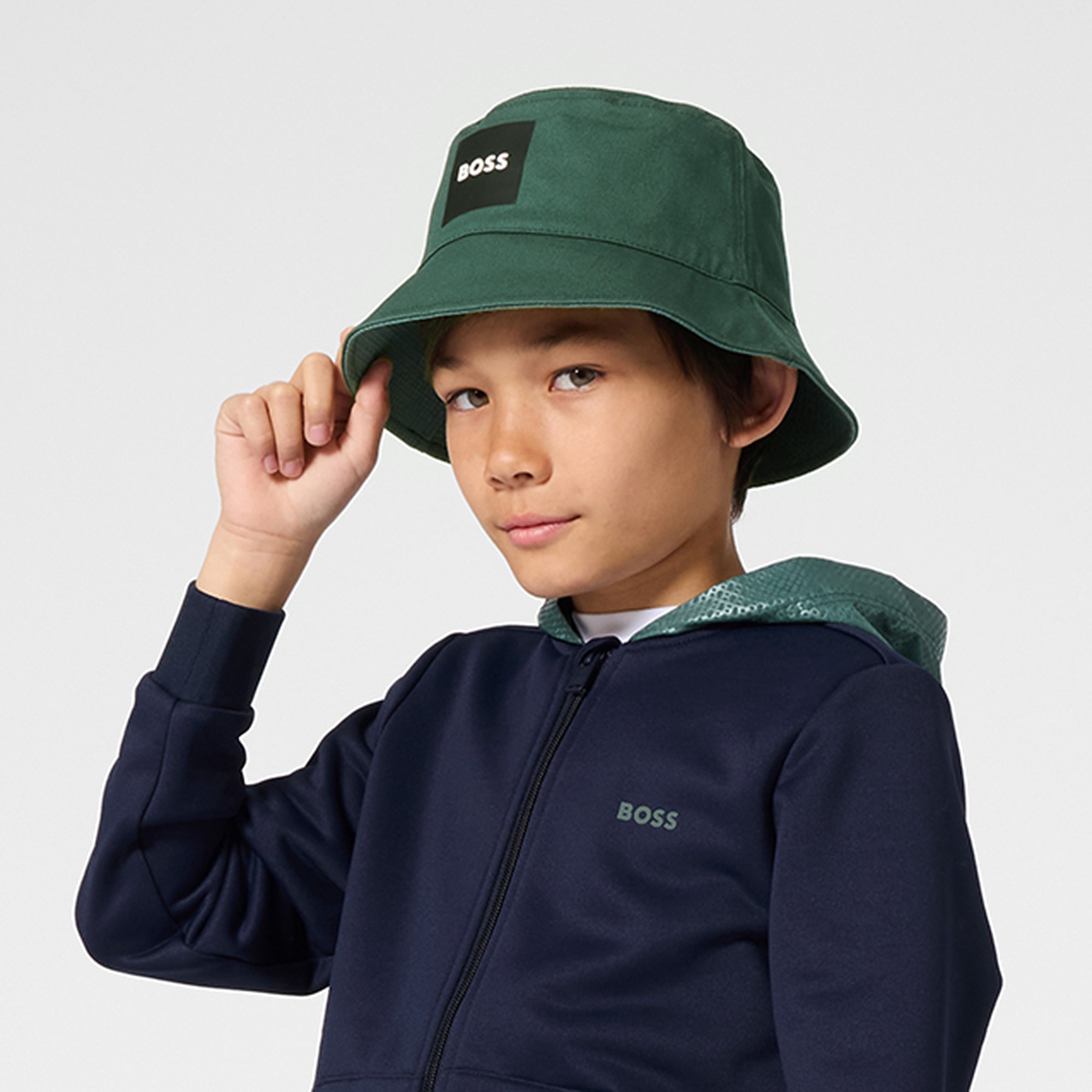 Boys Forest Green Reversible Bucket Hat - View 2