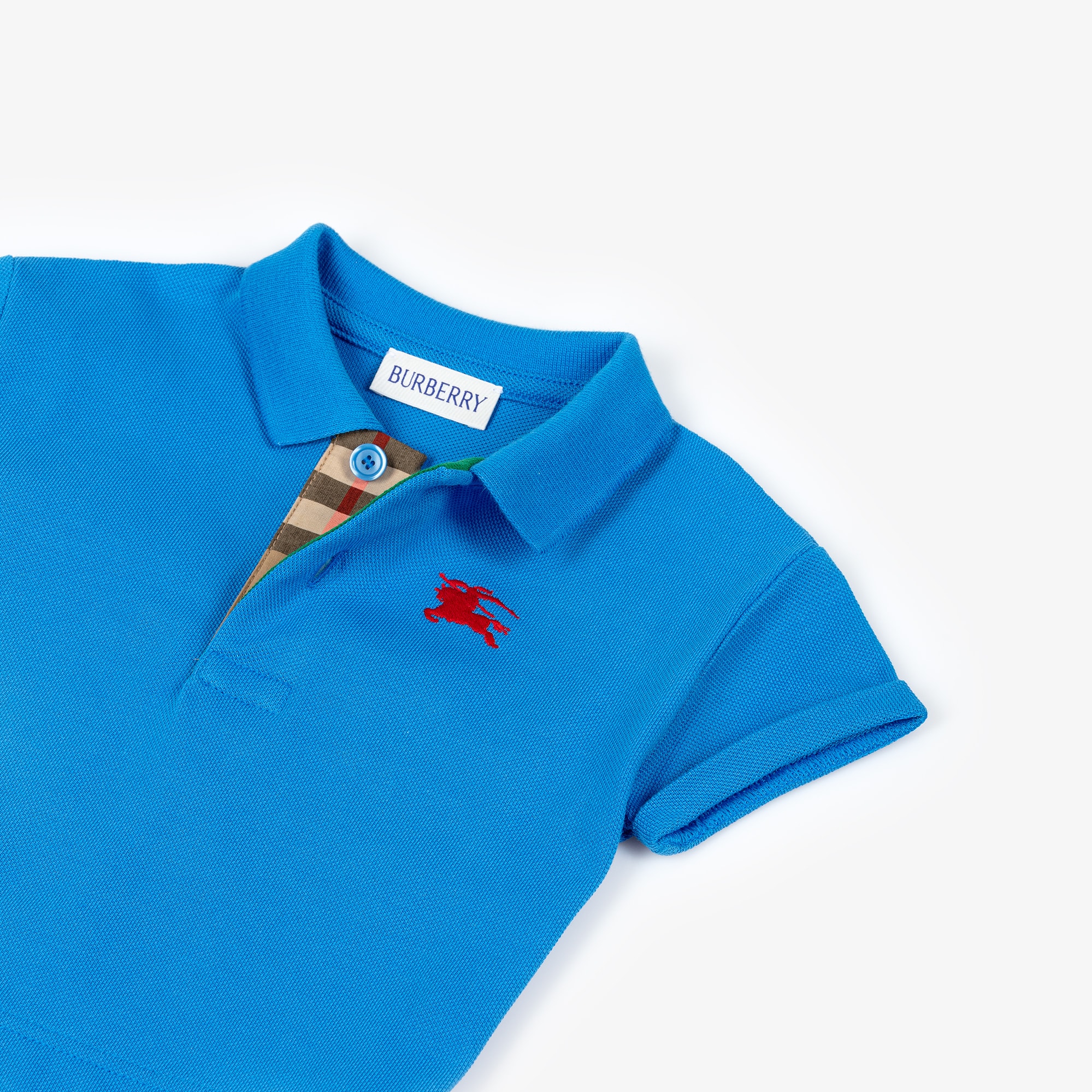 Baby Boys Bright Blue Cotton Piqué EKD Polo Shirt - View 3
