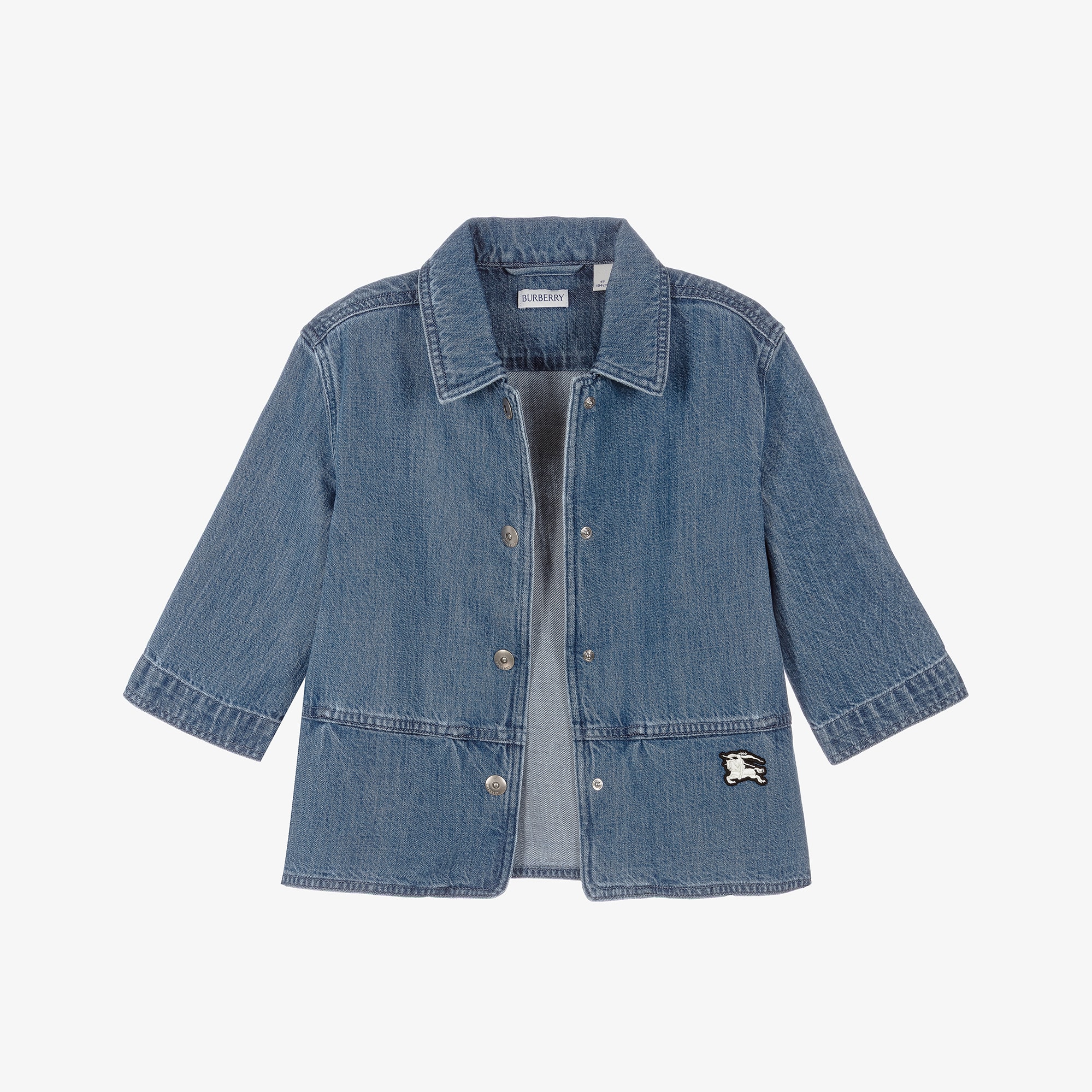 Girls Blue Denim Jacket with Equestrian Knight Design Logo - View 3