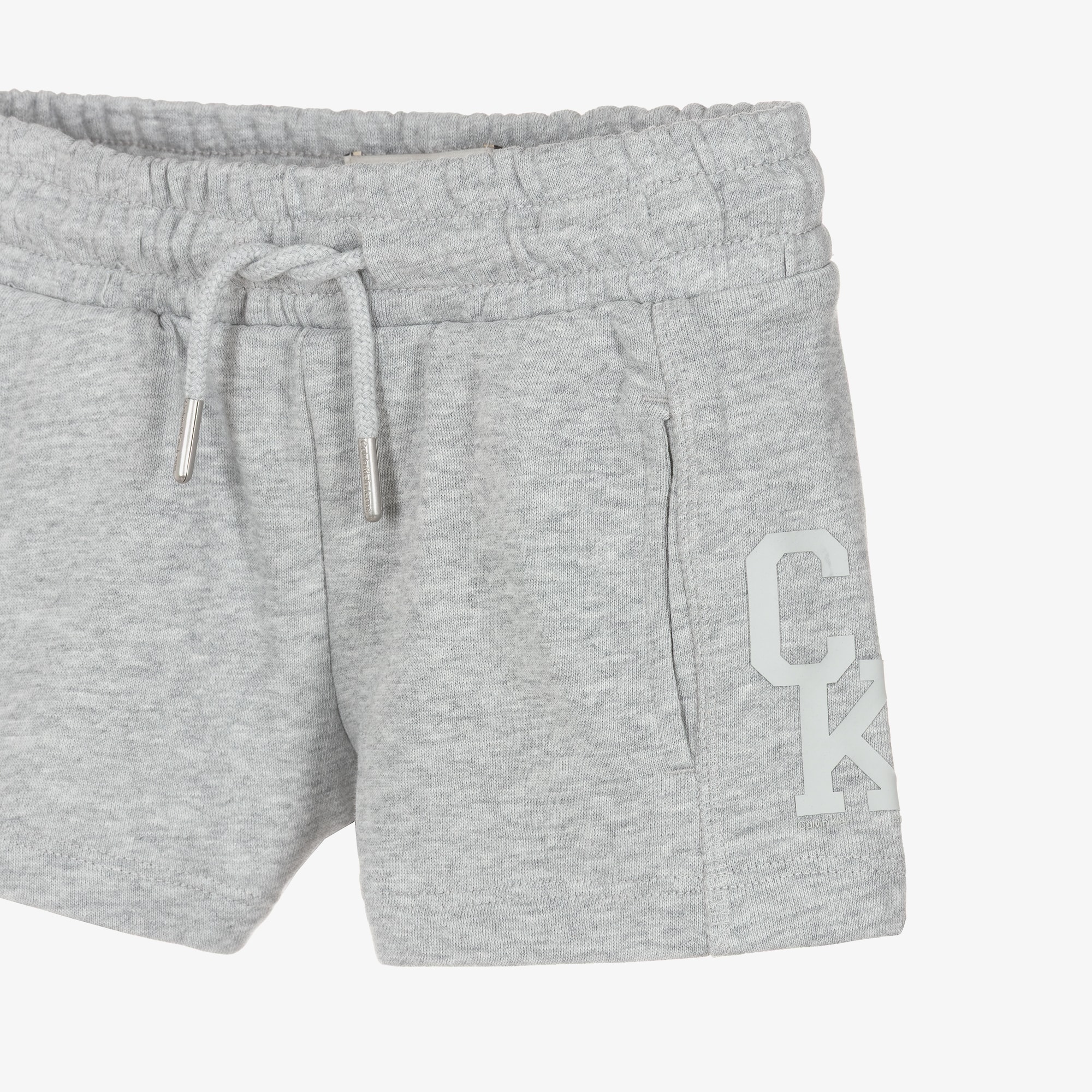 Girls Grey Marl Cotton Jersey Shorts - View 3