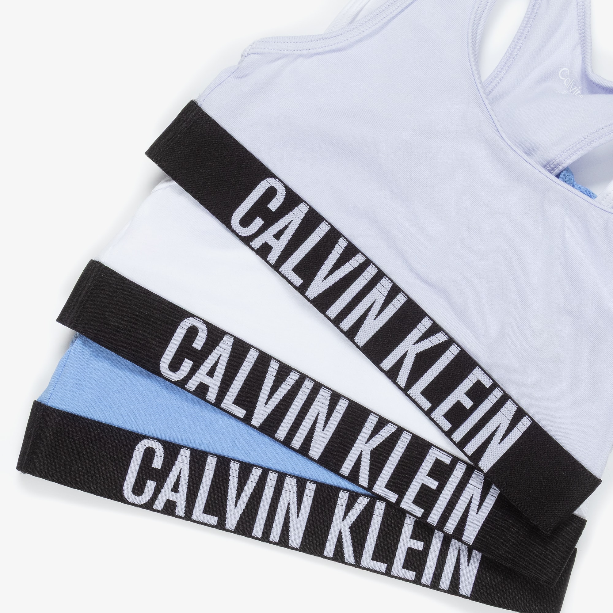 Girls White & Blue Cotton Cropped Tops (3 Pack) - View 4