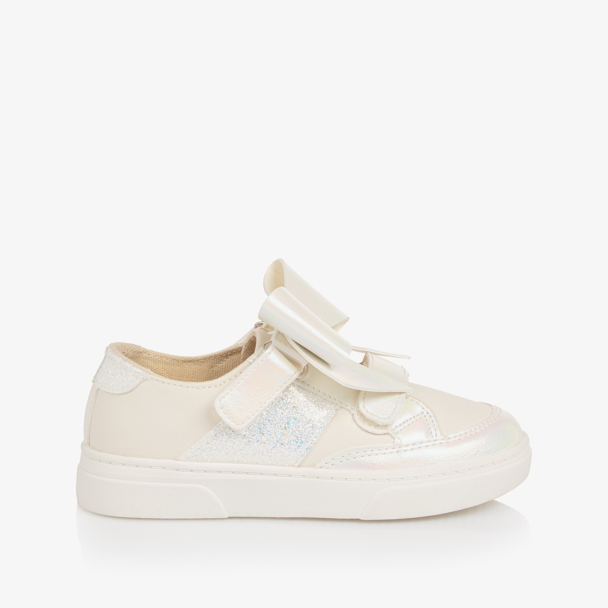 Girls Pink Faux Leather Bow Trainers - View 5